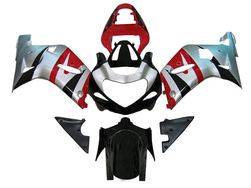 Amotopart Suzuki 01-03 GSXR600 & 00-03 GSXR750 Kit carénage rouge argent