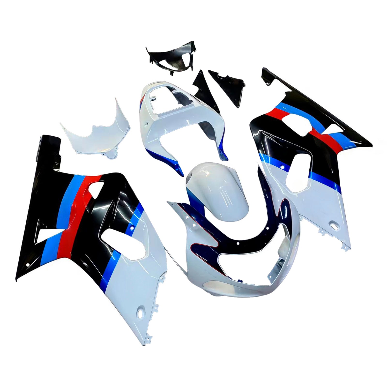 Amotopart Suzuki 01-03 GSXR600 & 00-03 GSXR750 White Black Fairing Kit