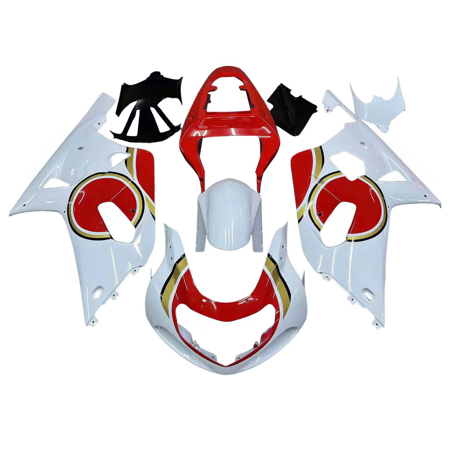 Amotopart Suzuki 01-03 GSXR600 & 00-03 GSXR750 Fairing White Red Kit