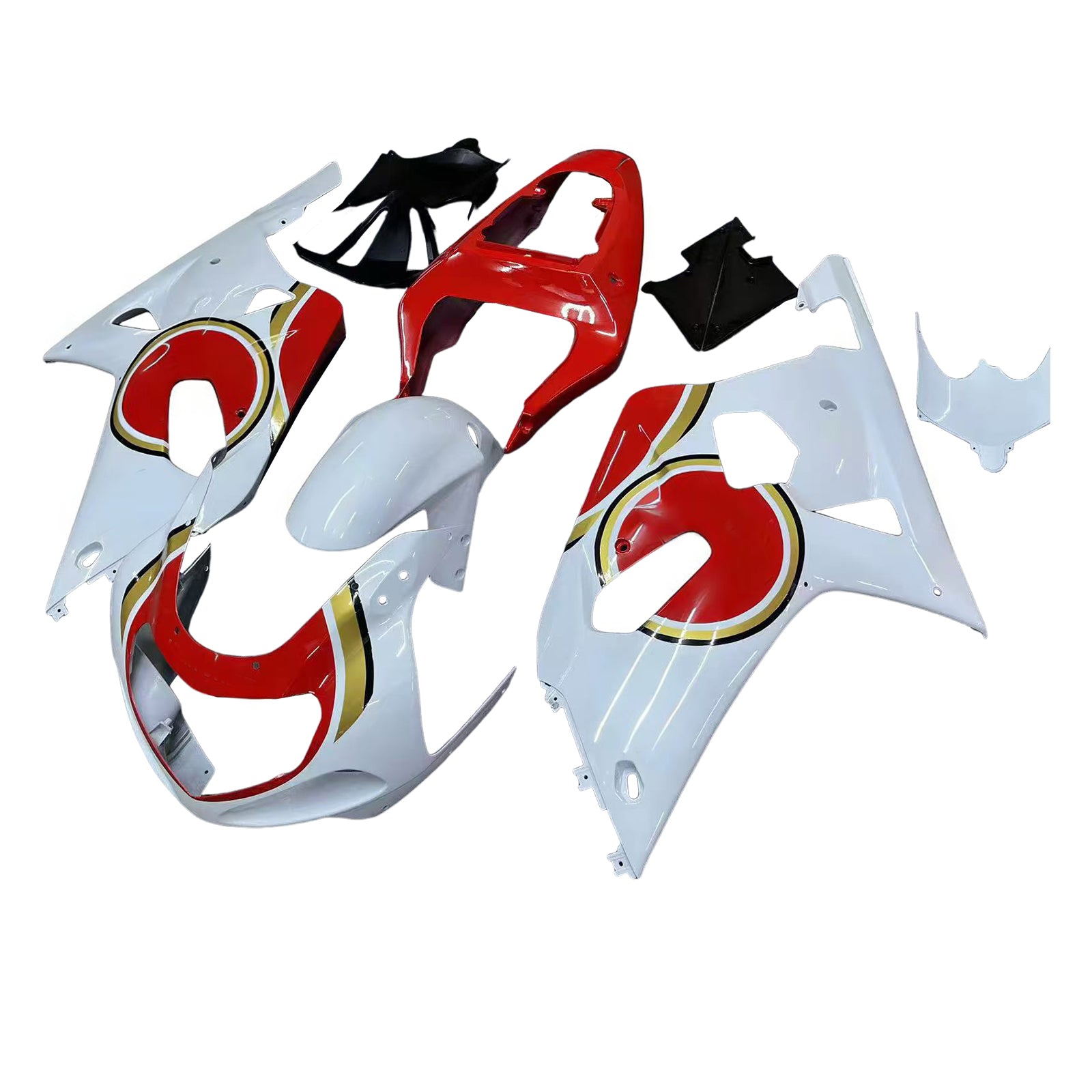 Amotopart Suzuki 01-03 GSXR600 & 00-03 GSXR750 Fairing White Red Kit