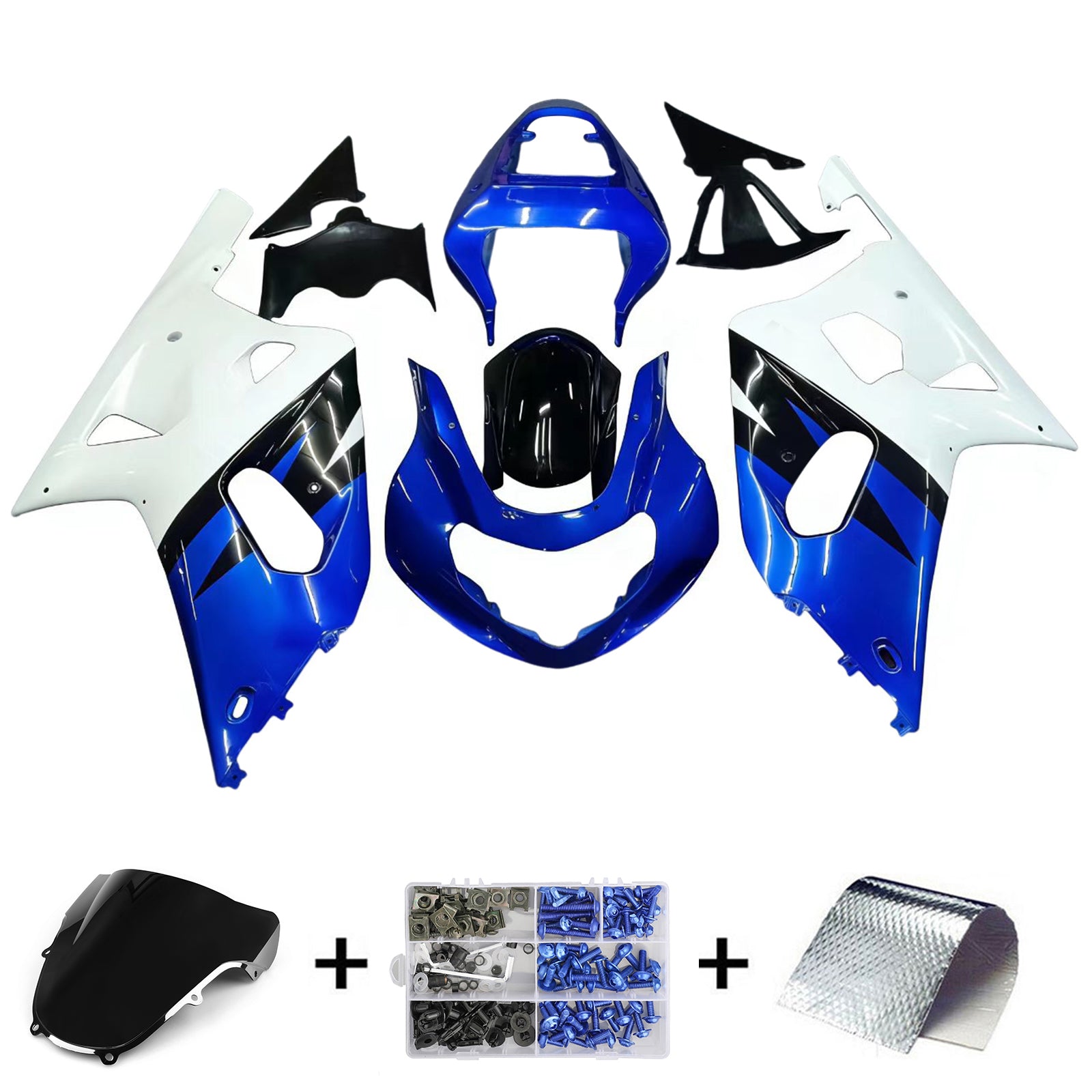 Amotopart Suzuki 01-03 GSXR600 & 00-03 GSXR750 Kit carénage bleu-noir-multi