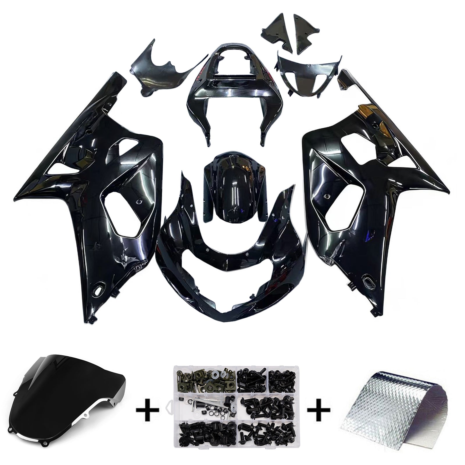Amotopart Suzuki 01-03 GSXR600 & 00-03 GSXR750 Fairing All Black Kit
