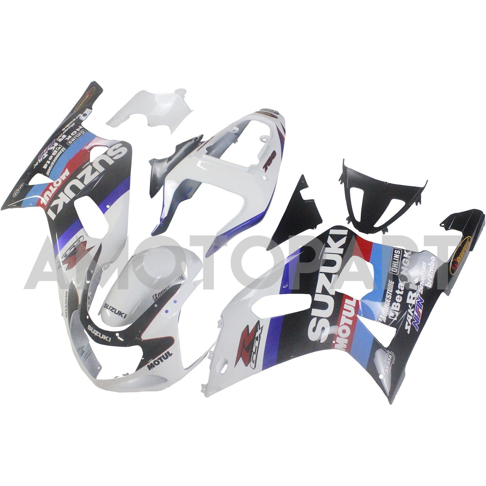 Amotopart Suzuki 01-03 GSXR600 & 00-03 GSXR750 Fairing multi white black Kit