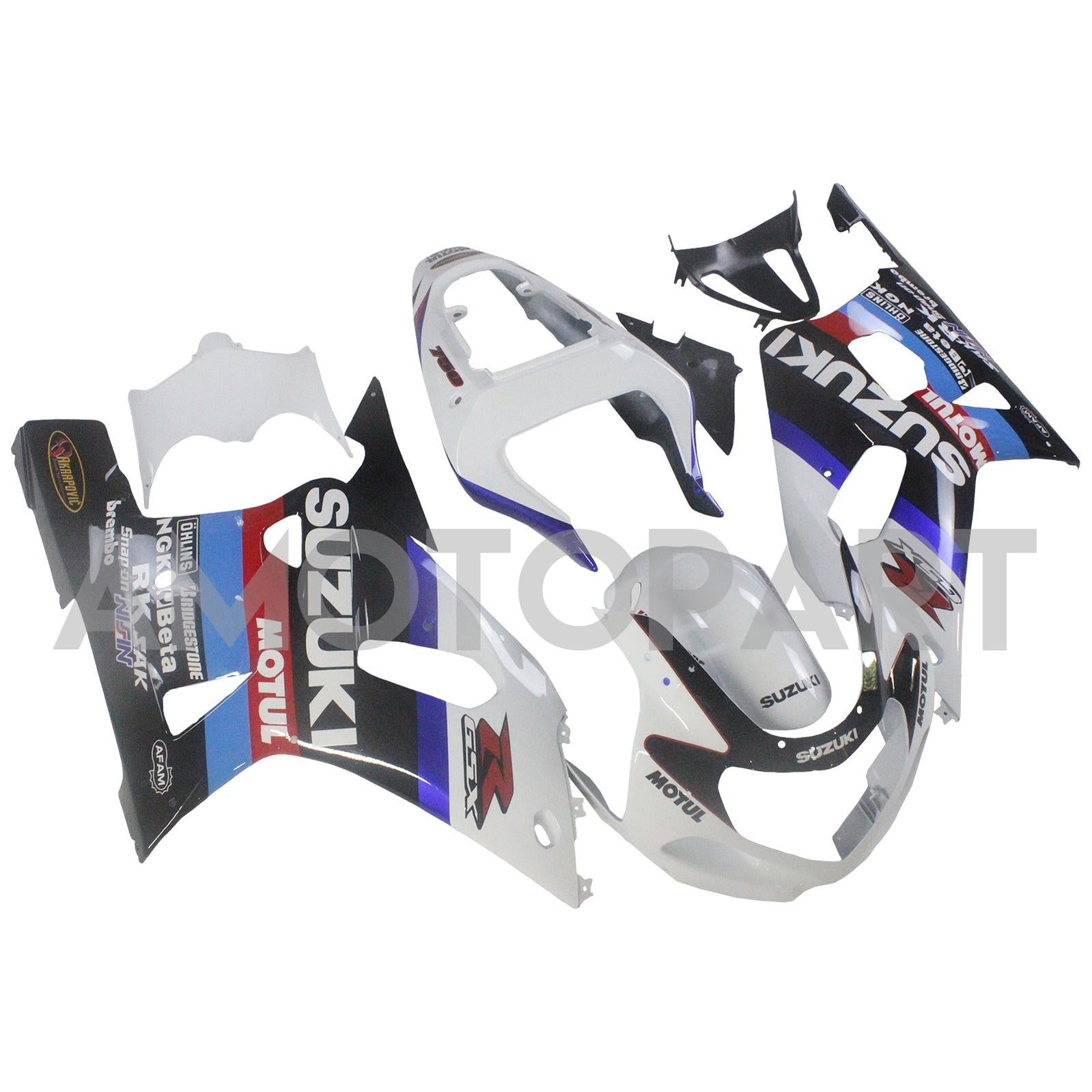 Amotopart Suzuki 01-03 GSXR600 & 00-03 GSXR750 Fairing multi white black Kit