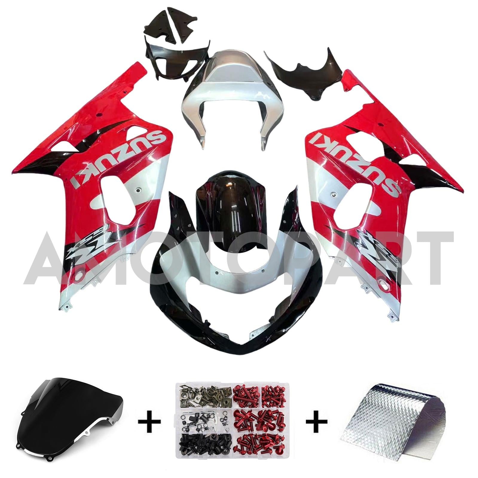 Amotopart Suzuki 01-03 GSXR600 & 00-03 GSXR750 Fairing Red Kit