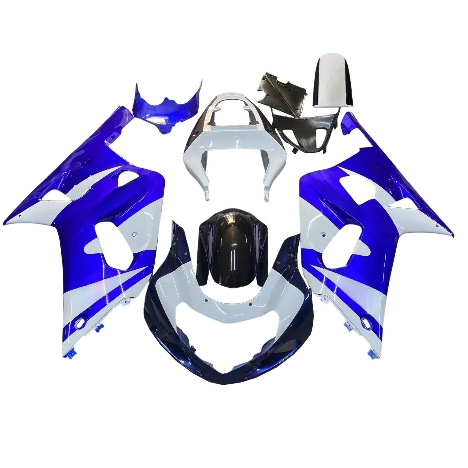Amotopart Suzuki 01-03 GSXR600 & 00-03 GSXR750 Fairing White Blue Kit