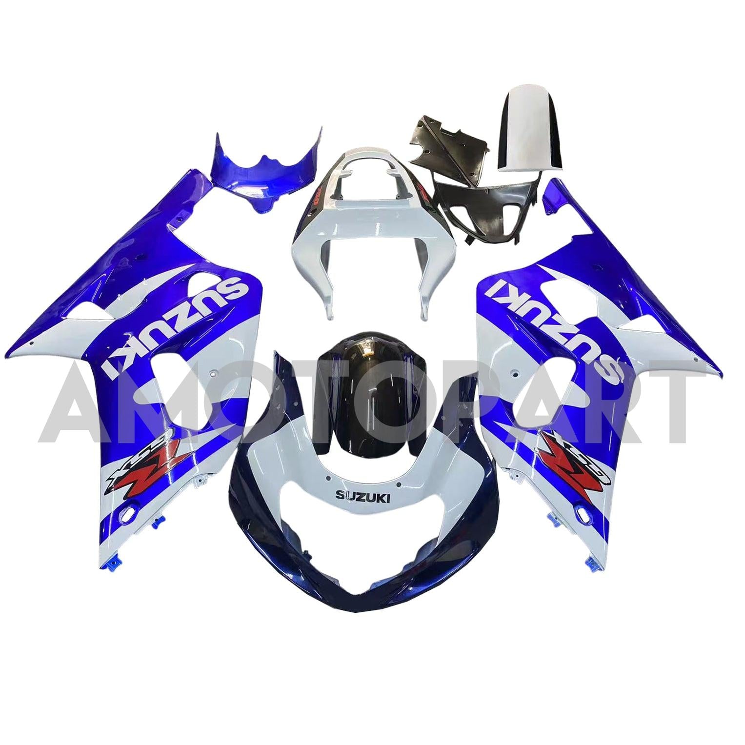 Amotopart Suzuki 01-03 GSXR600 & 00-03 GSXR750 Fairing White Blue Kit