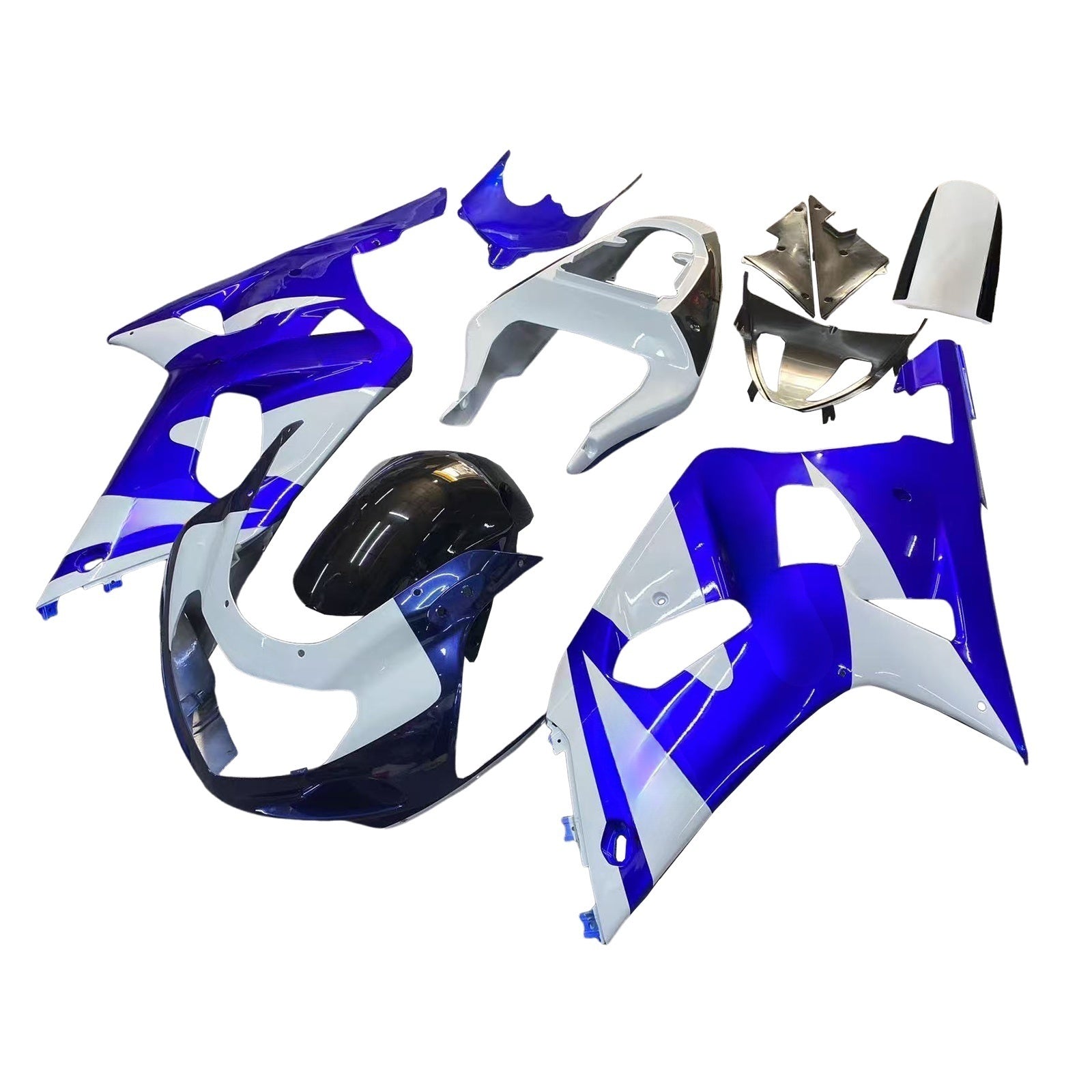 Amotopart Suzuki 01-03 GSXR600 & 00-03 GSXR750 Fairing White Blue Kit