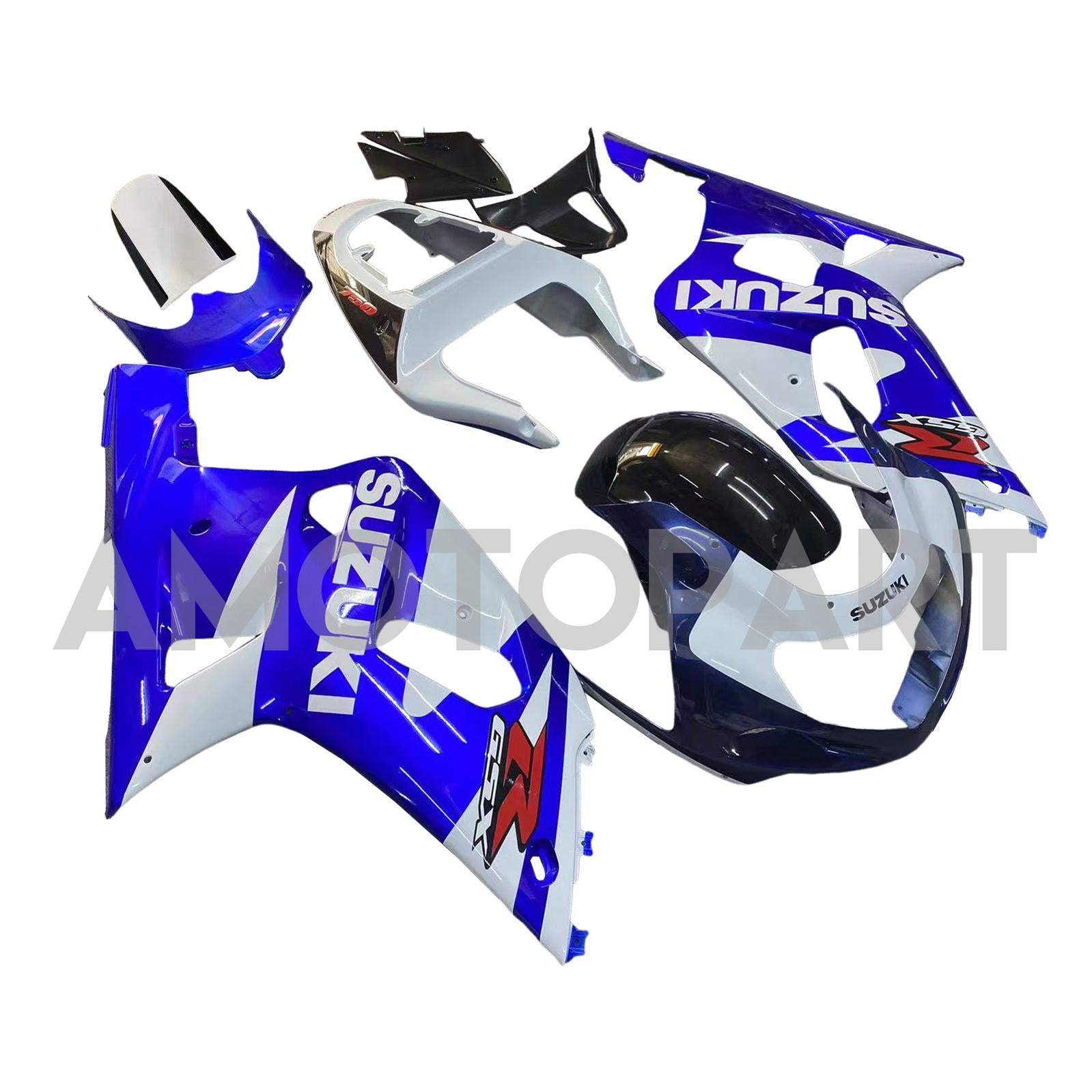 Amotopart Suzuki 01-03 GSXR600 & 00-03 GSXR750 Fairing White Blue Kit