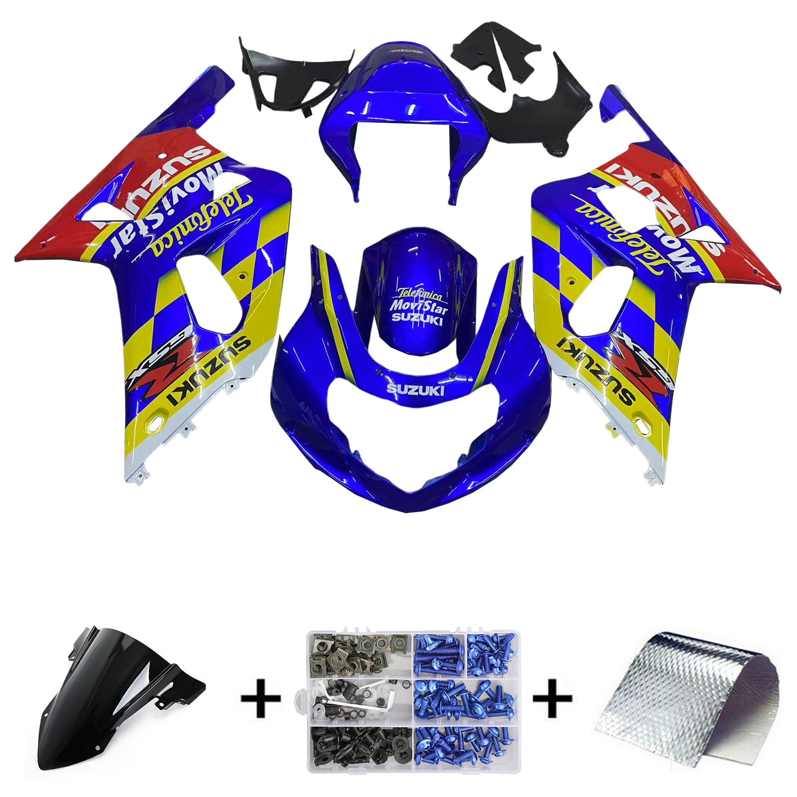 Amotopart Suzuki 01-03 GSXR600 & 00-03 GSXR750 Fairing blue yellow Kit
