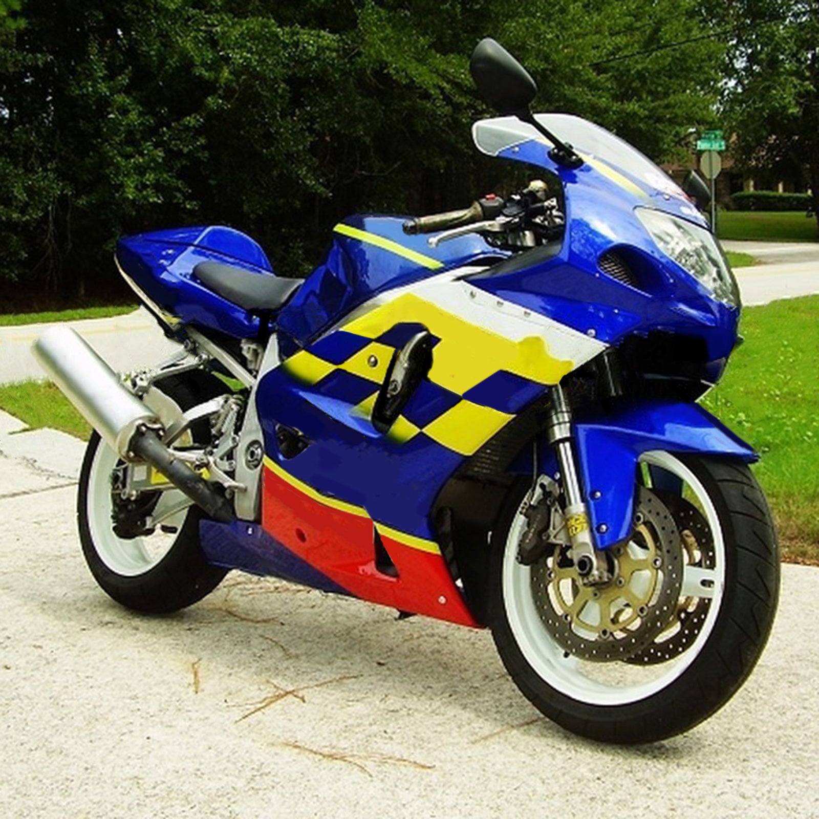 Amotopart Suzuki 01-03 GSXR600 e 00-03 GSXR750 Kit carena blu giallo