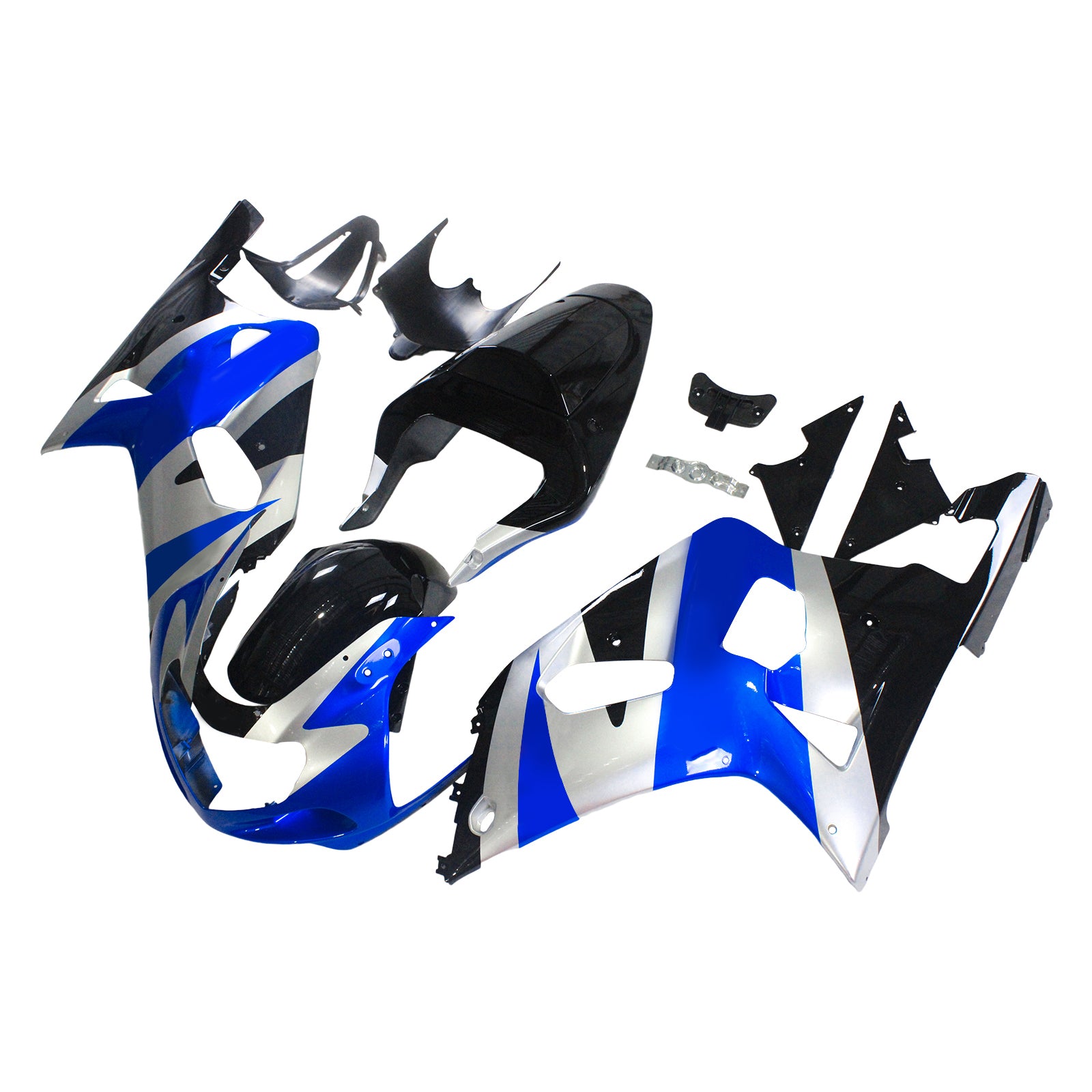 Amotopart Suzuki 01-03 GSXR600 & 00-03 GSXR750 Fairing Blue Sliver Kit