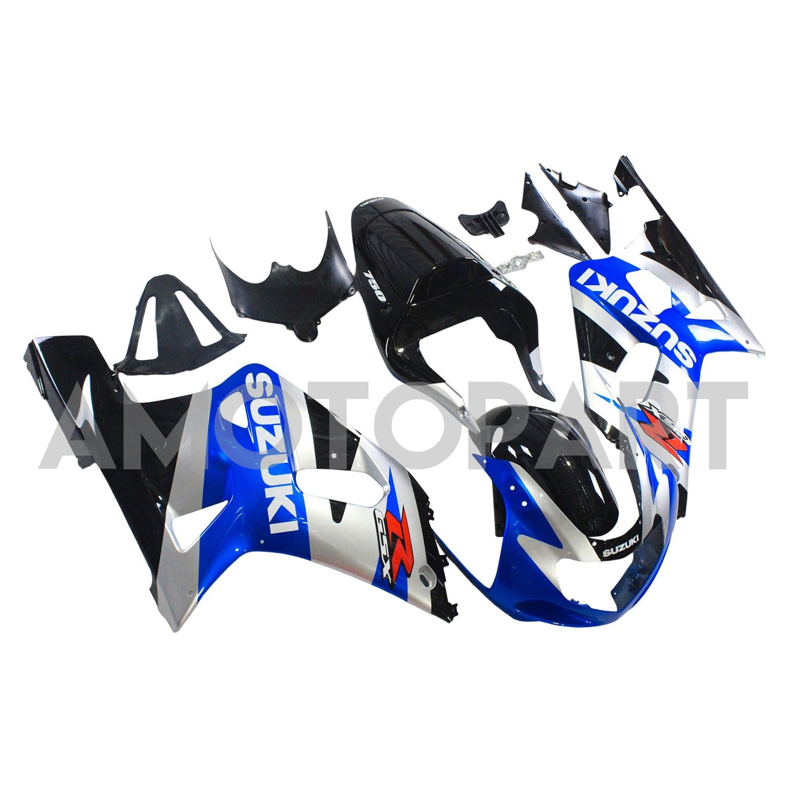Amotopart Suzuki 01-03 GSXR600 & 00-03 GSXR750 Verkleidungssatz blau sliver