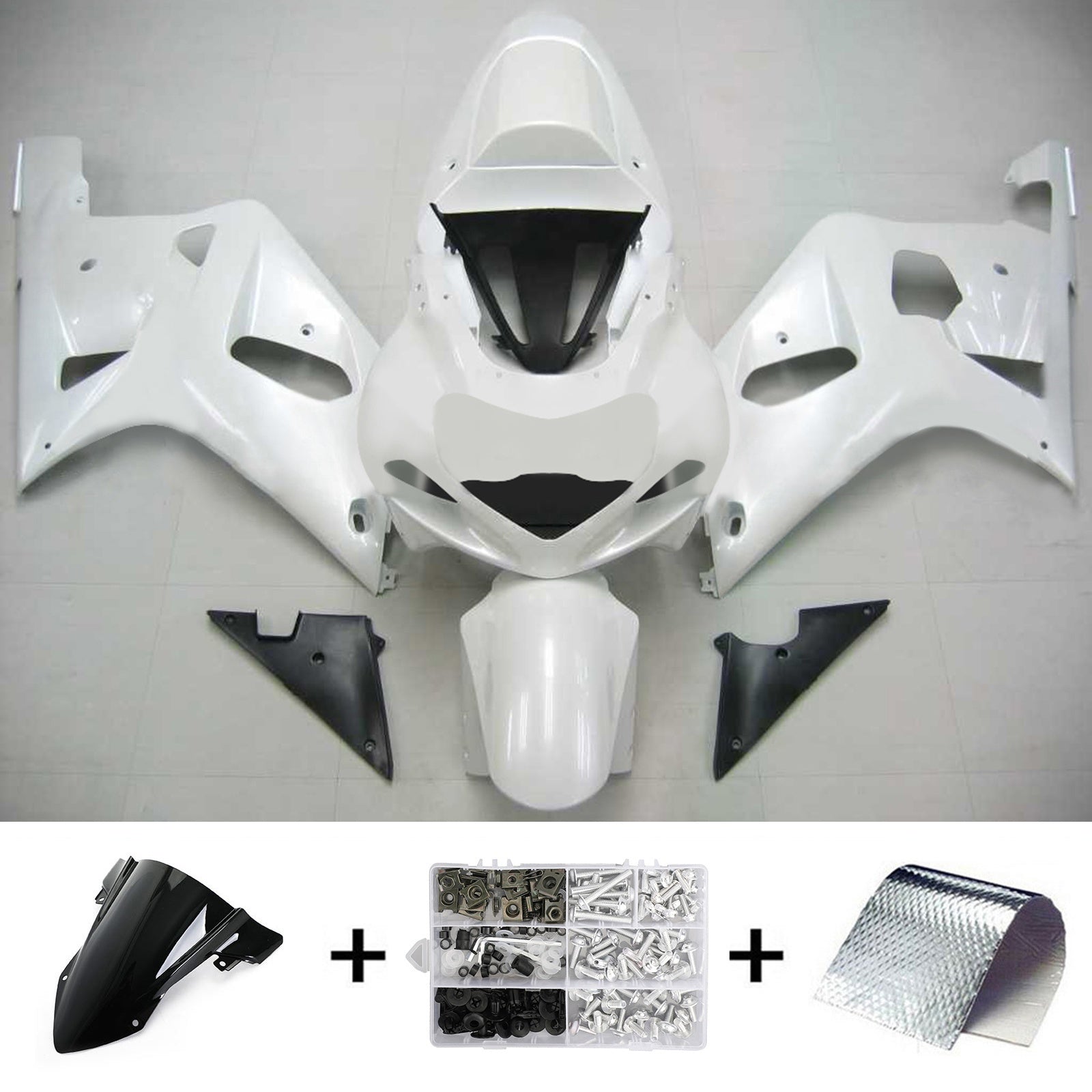 Amotopart Suzuki 01-03 GSXR600 e 00-03 GSXR750 Kit carenatura bianco rosso lettera