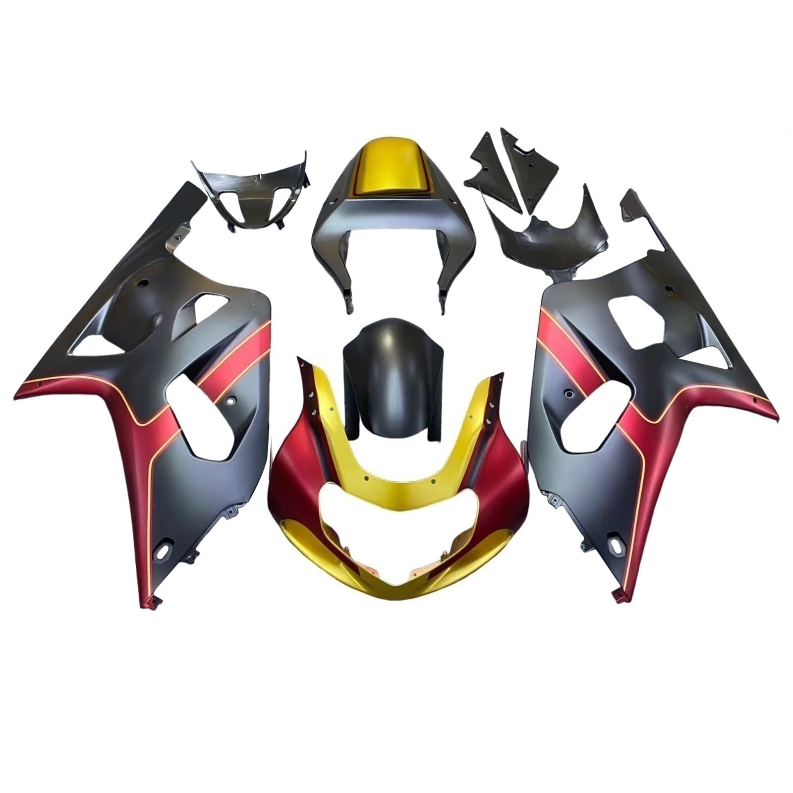 Amotopart Suzuki 01-03 GSXR600 & 00-03 GSXR750 Fairing Red Gold Kit