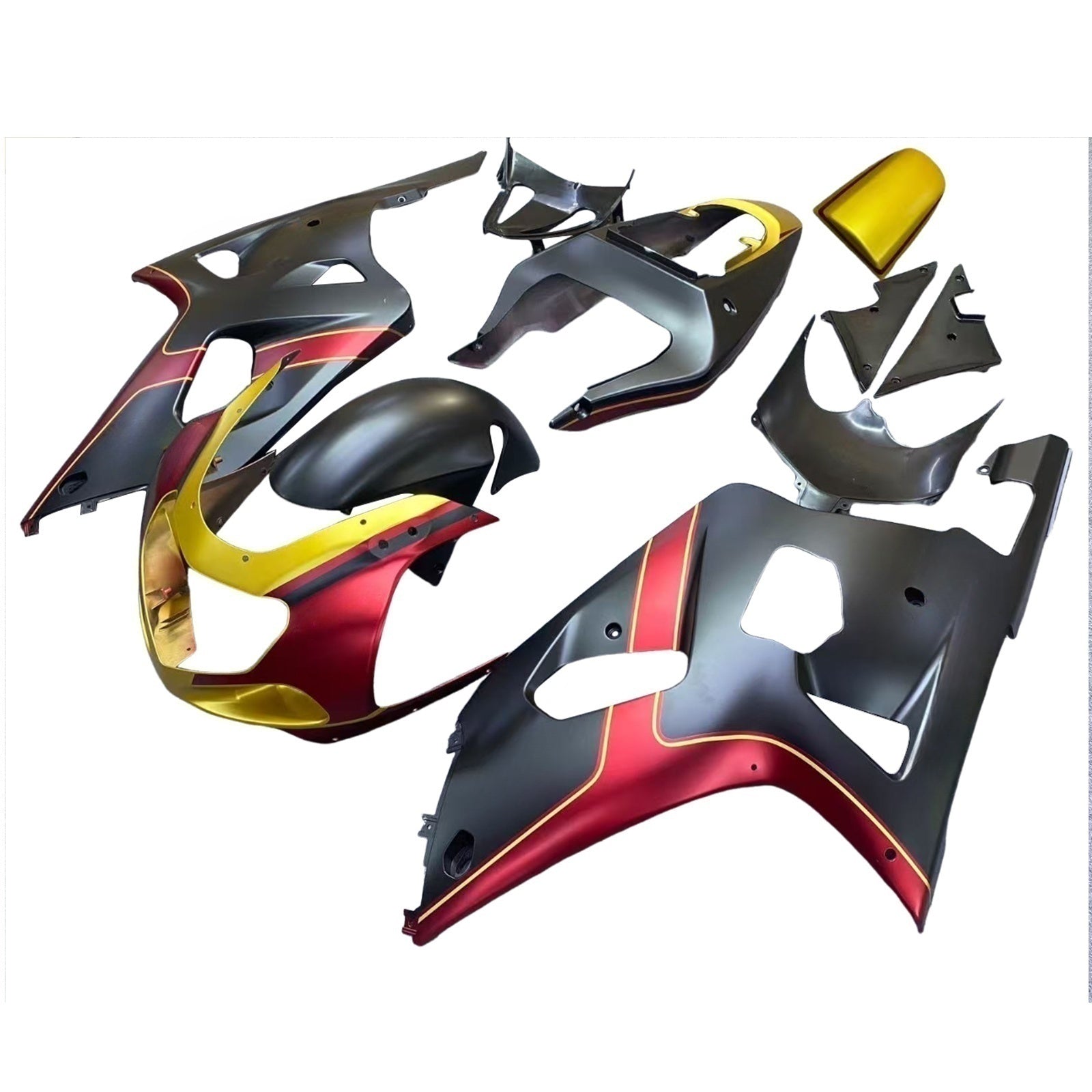 Amotopart Suzuki 01-03 GSXR600 & 00-03 GSXR750 Fairing Red Gold Kit