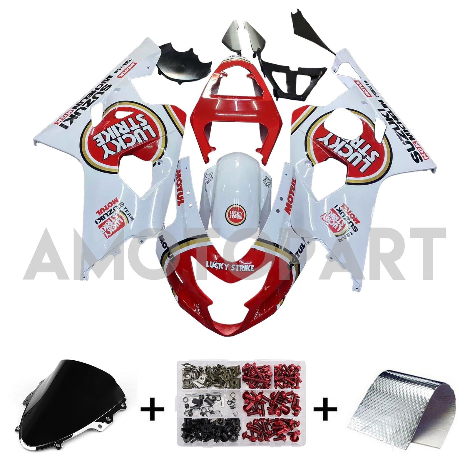Suzuki GSXR600 750 2004-2005 Fairing Lucky Strike Racing White & Red