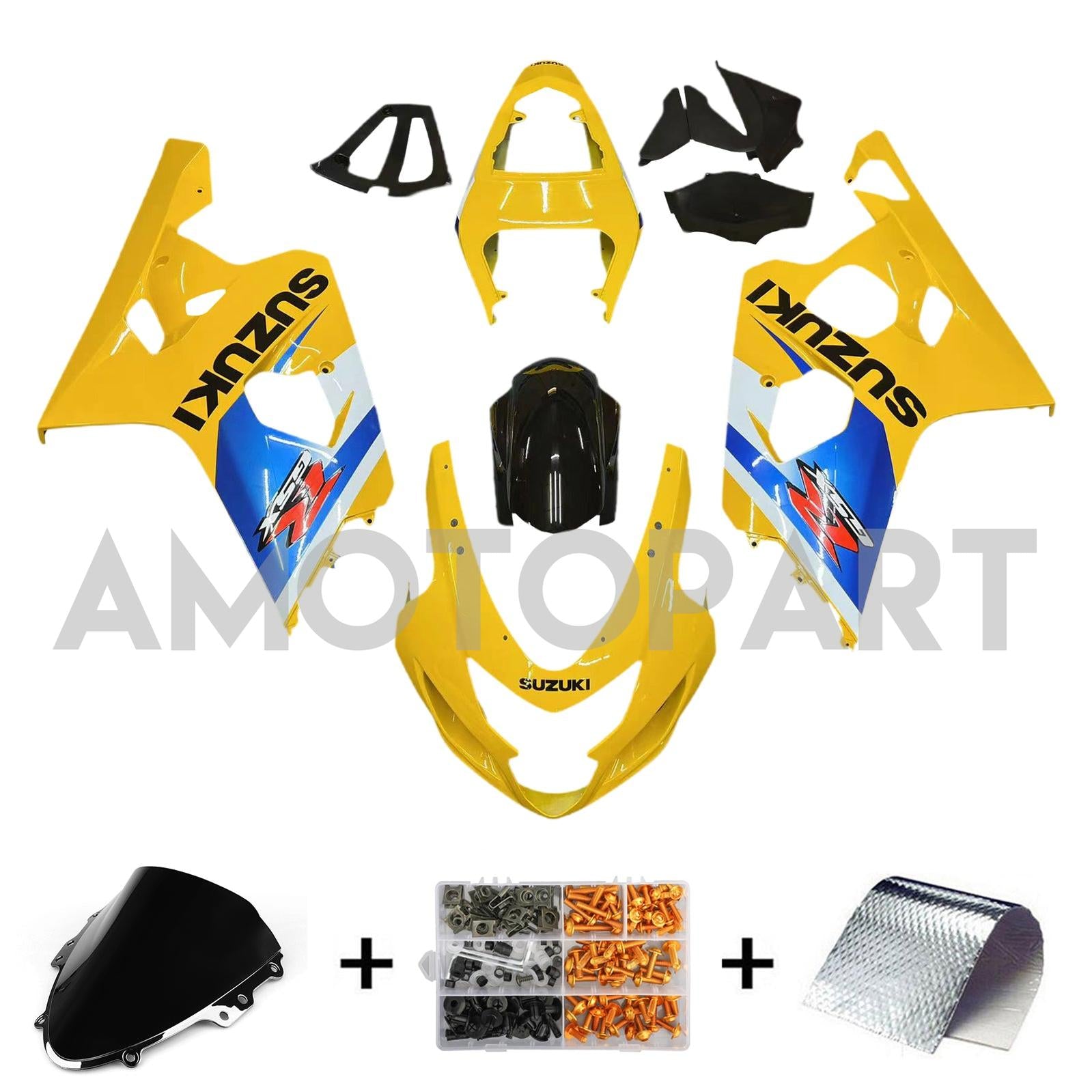 Amotopart 2004-2005 Suzuki GSXR600750 Fairing Yellow Multi Color Kit
