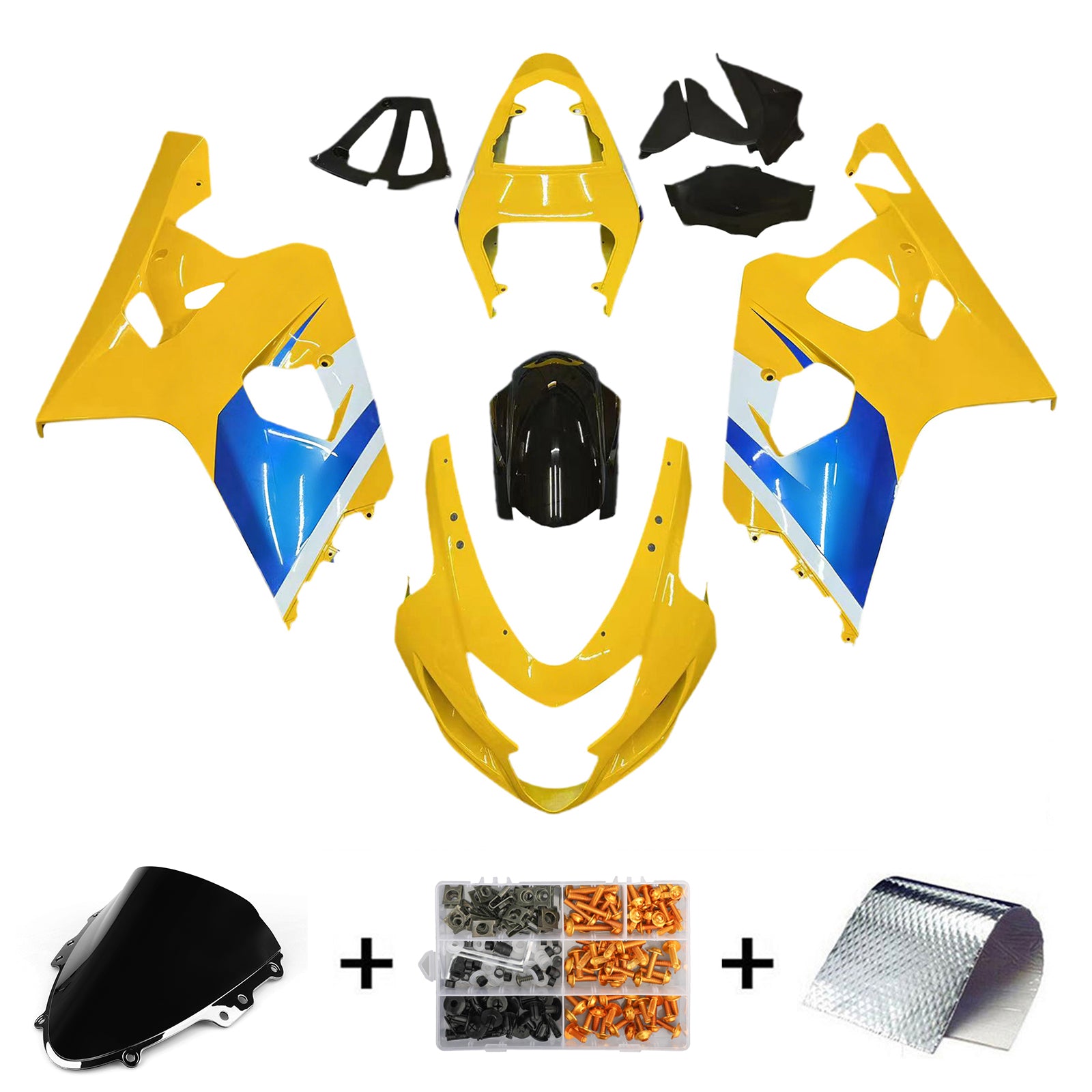 Amotopart 2004-2005 Suzuki GSXR600750 Fairing Yellow Multi Color Kit