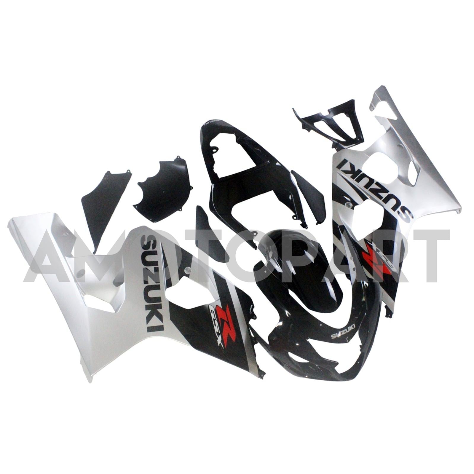 Amotopart 2004-2005 Suzuki GSXR600750 Fairing Black&Silver Kit