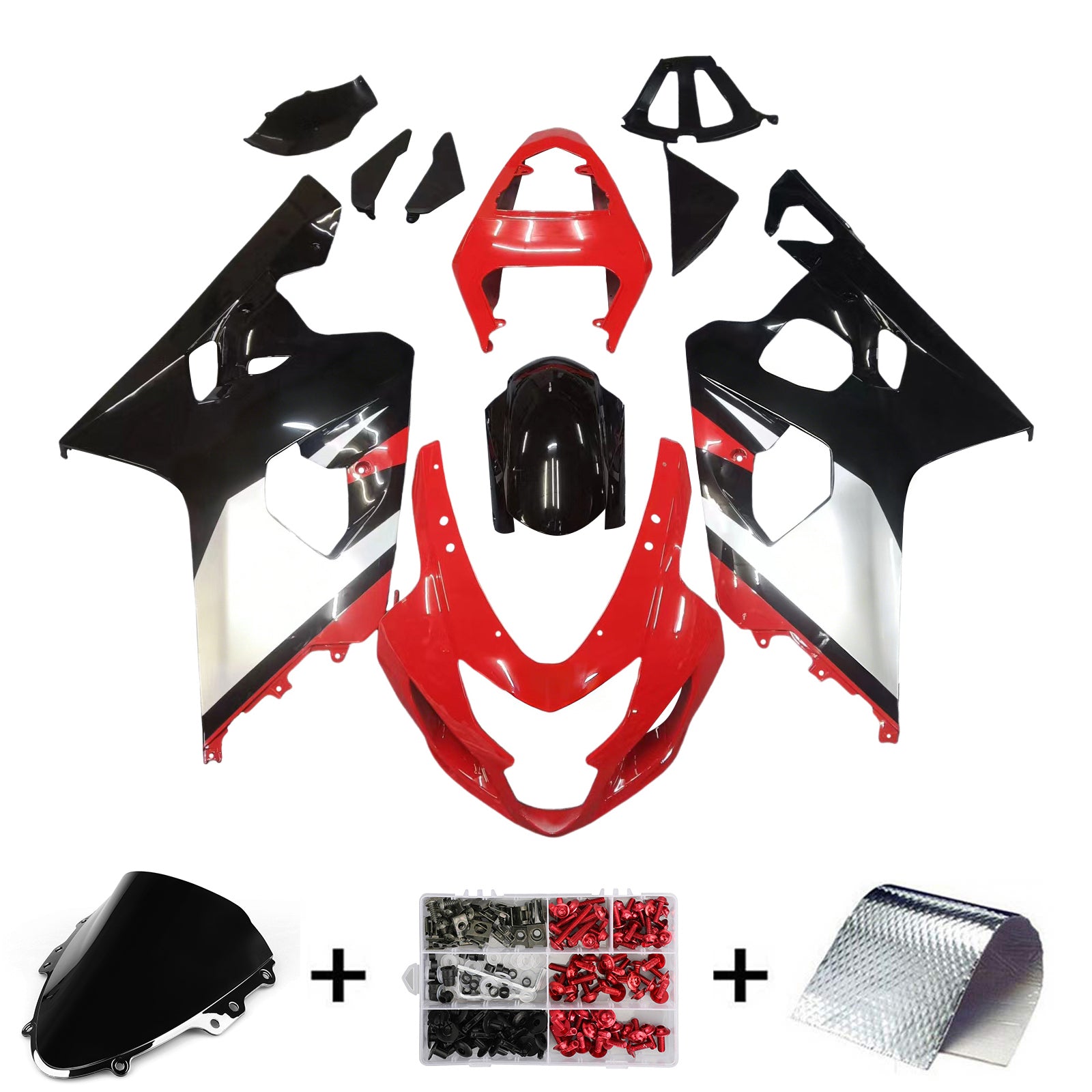 Amotopart 2004-2005 GSXR600750 Suzuki Fairing blank rødt sett