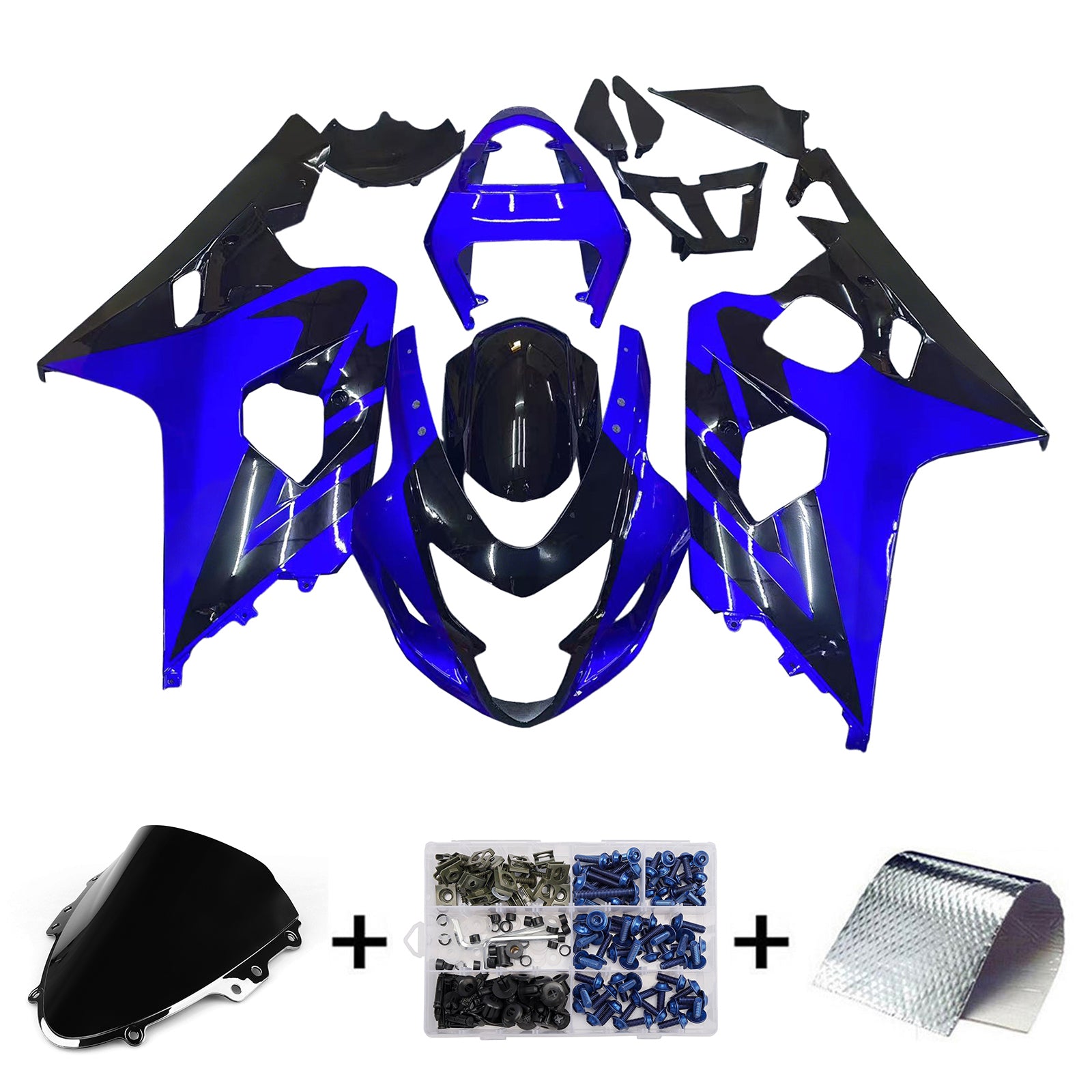 Amotopart 2004-2005 Suzuki GSXR600750 Fairing Black Blue Kit