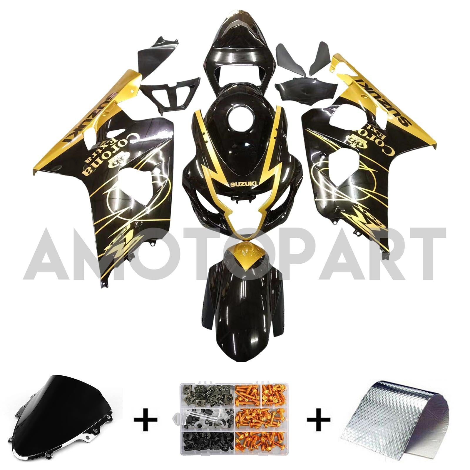 Amotopart 2004-2005 Suzuki GSXR 600/750 K4 Black&Gold Fairing Kit