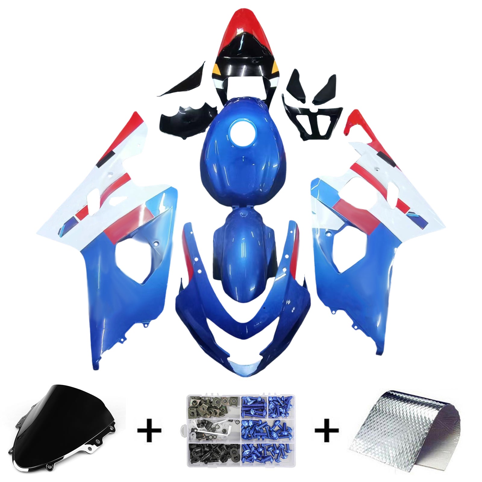 Amotopart 2004-2005 Suzuki GSXR 600/750 K4 Blue&White Fairing Kit