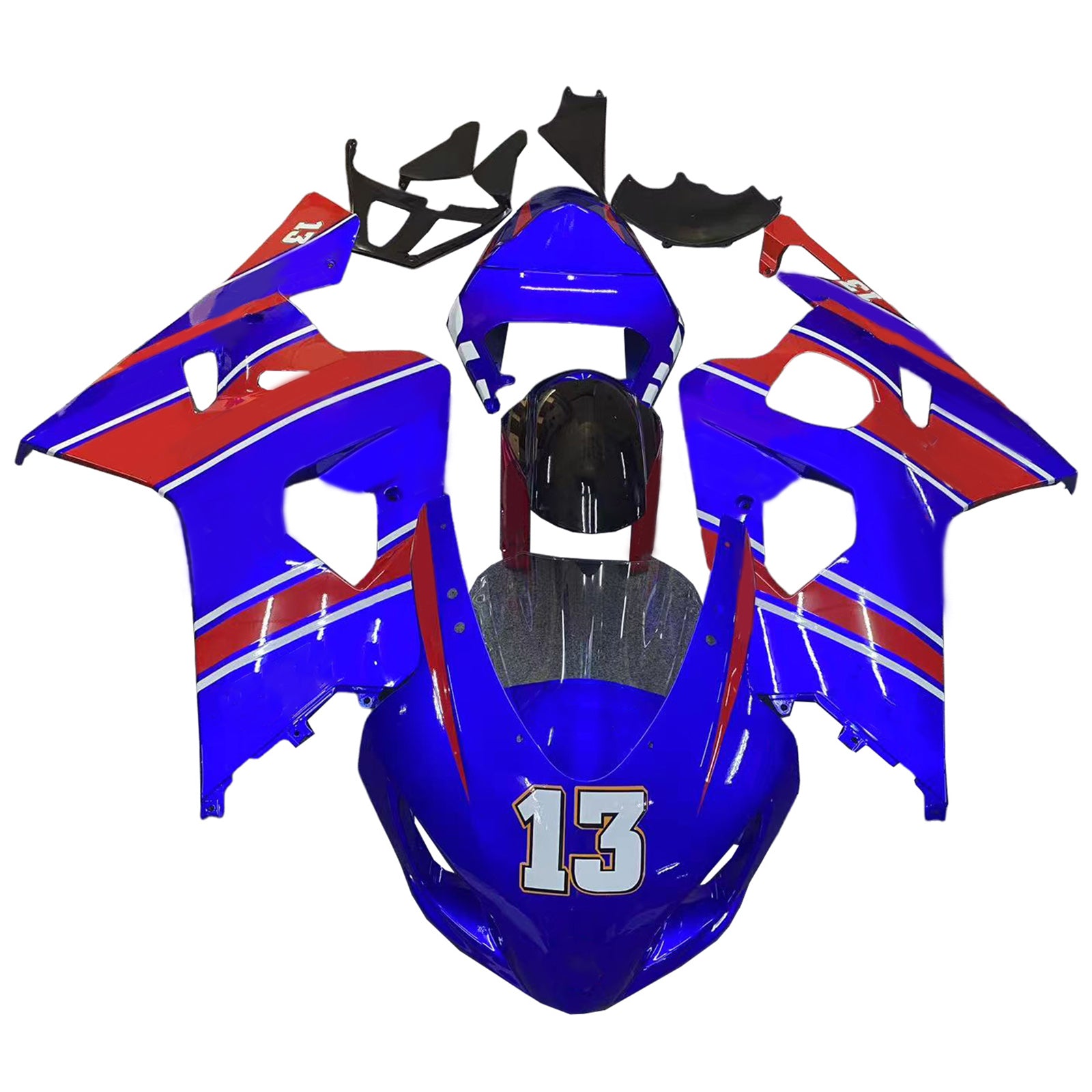 Amotopart 2004–2005 Suzuki GSXR 600/750 K4 Blau&Rotes Verkleidungsset