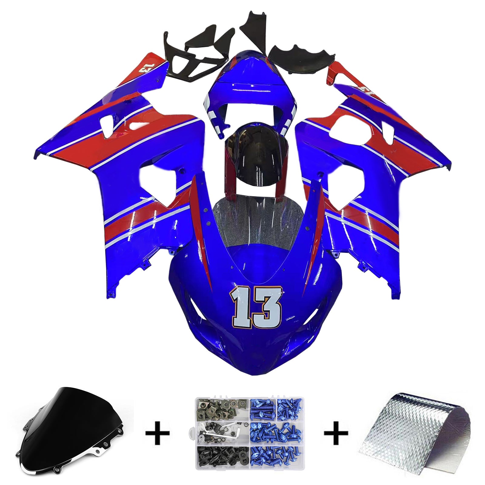 Amotopart Kit carena blu e rosso Suzuki GSXR 600/750 K4 2004-2005