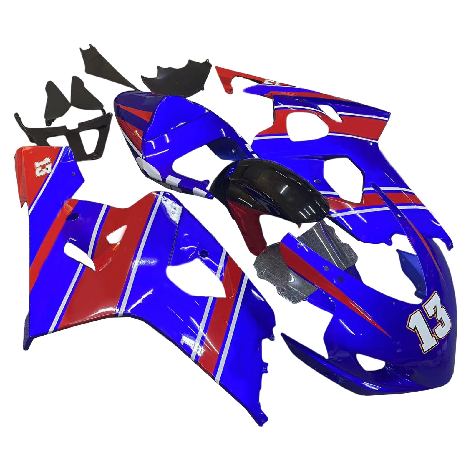 Amotopart 2004–2005 Suzuki GSXR 600/750 K4 Blau&Rotes Verkleidungsset