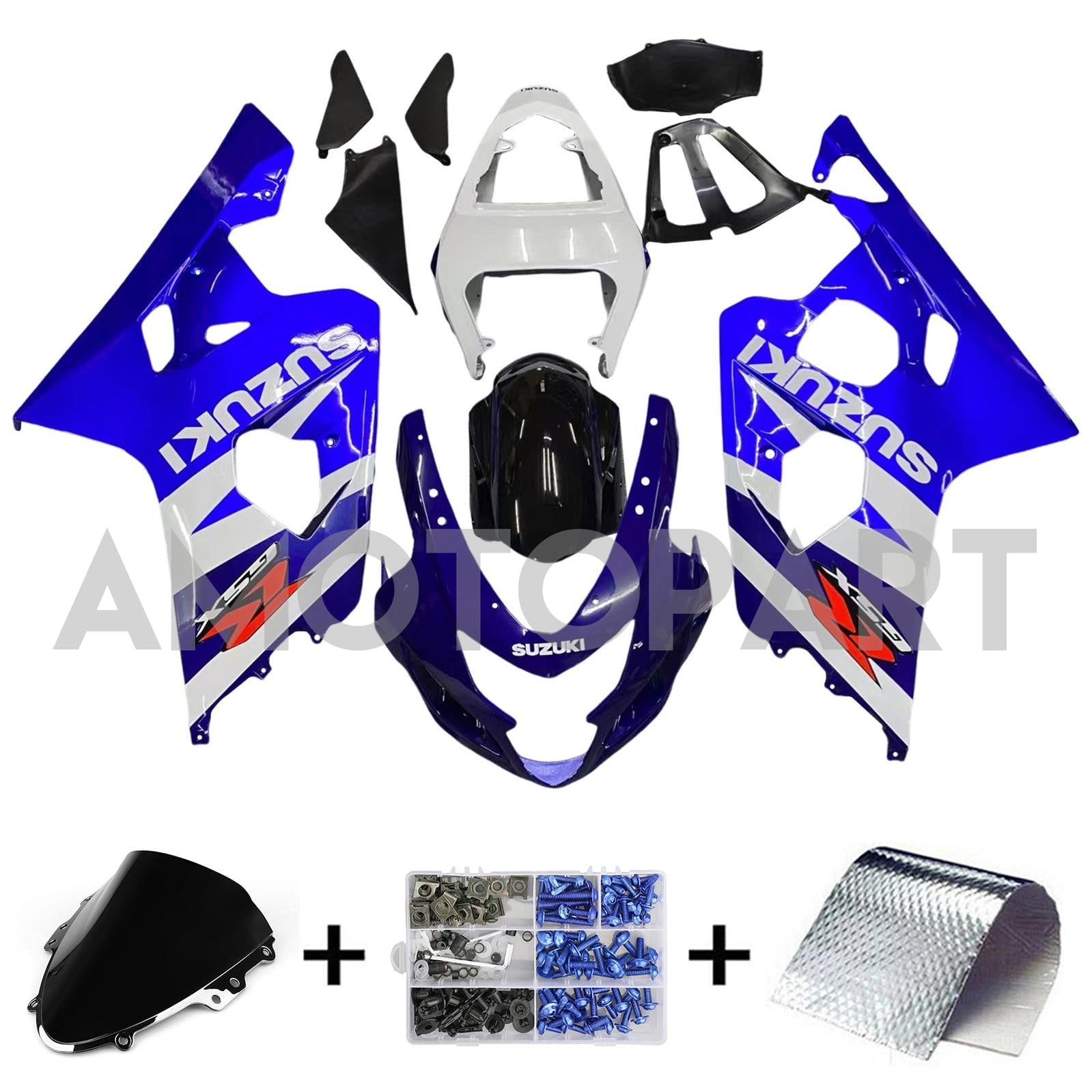 Amotopart Suzuki 2004-2005 GSXR 600/750 Blue z białym zestawem owiewki