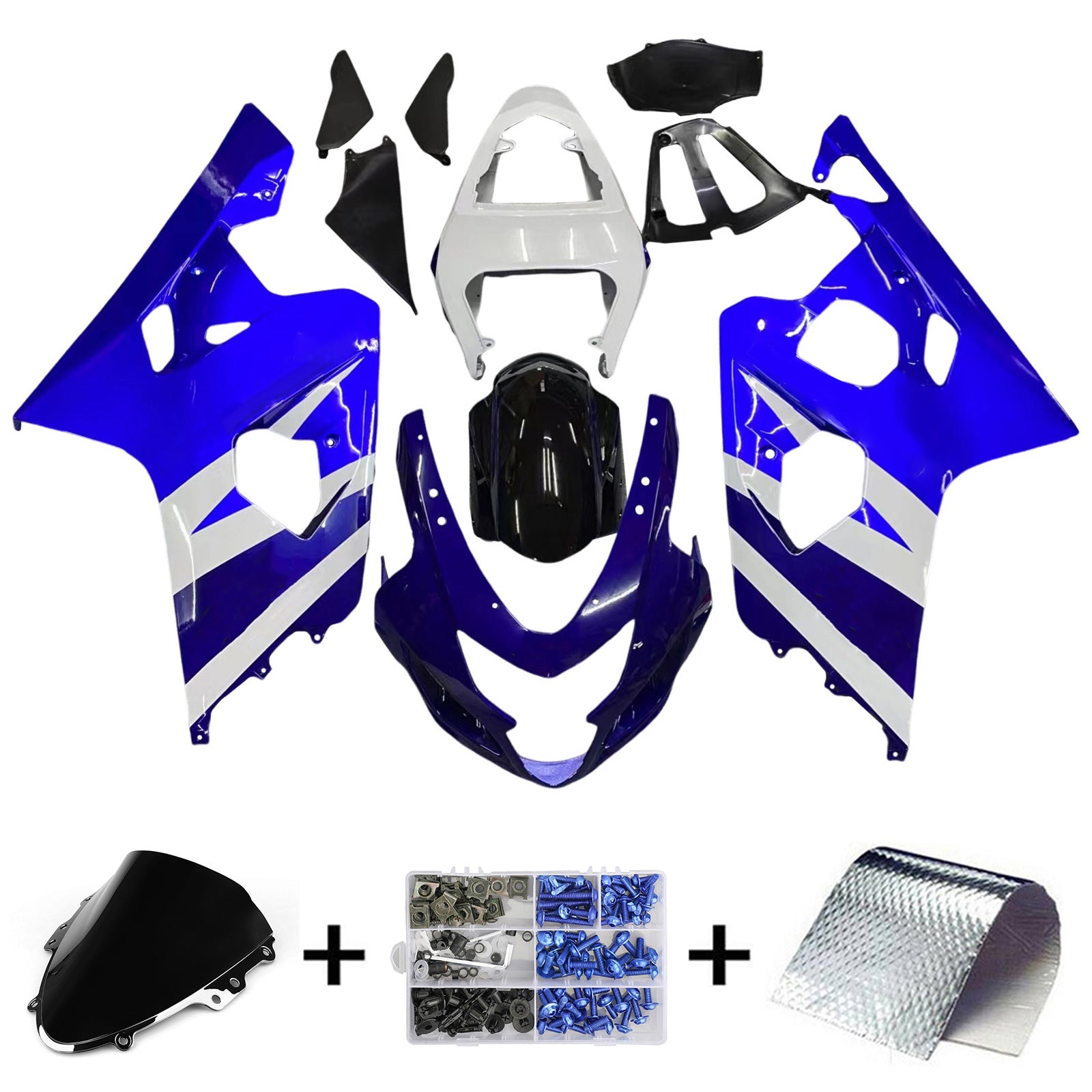 Amotopart Suzuki 2004-2005 GSXR 600/750 Bleu avec carénage blanc Kit