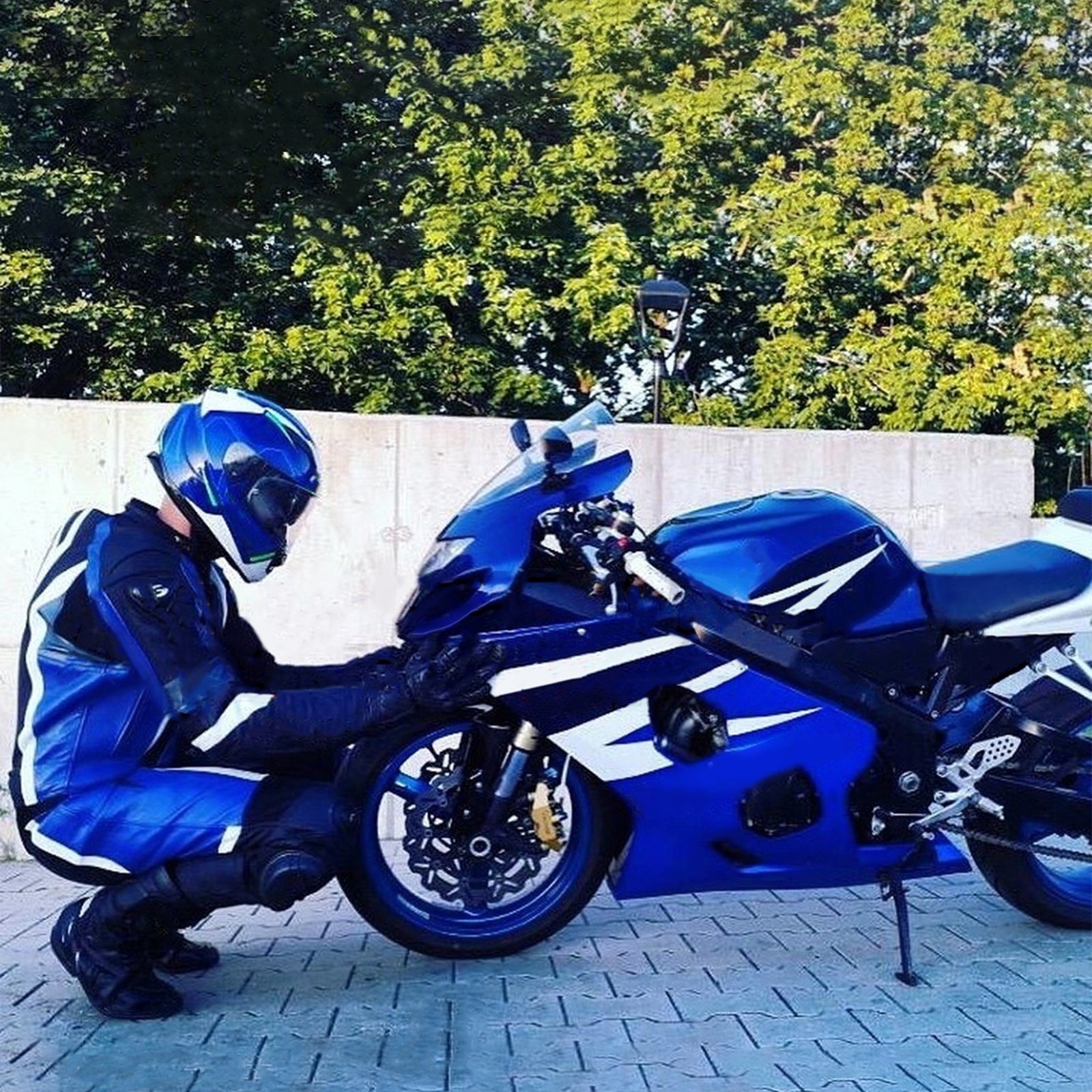 Amotopart スズキ 2004-2005 GSXR 600/750 ブルー ホワイト フェアリングキット付き