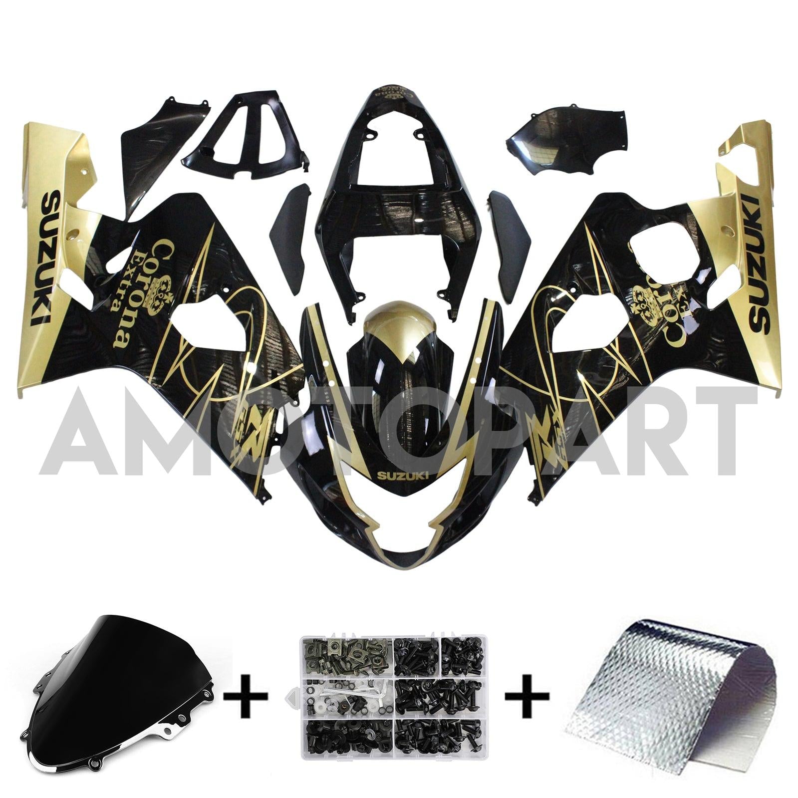 Amotopart Suzuki 2004-2005 GSXR 600/750 Gold Schwarzverkleidungskit