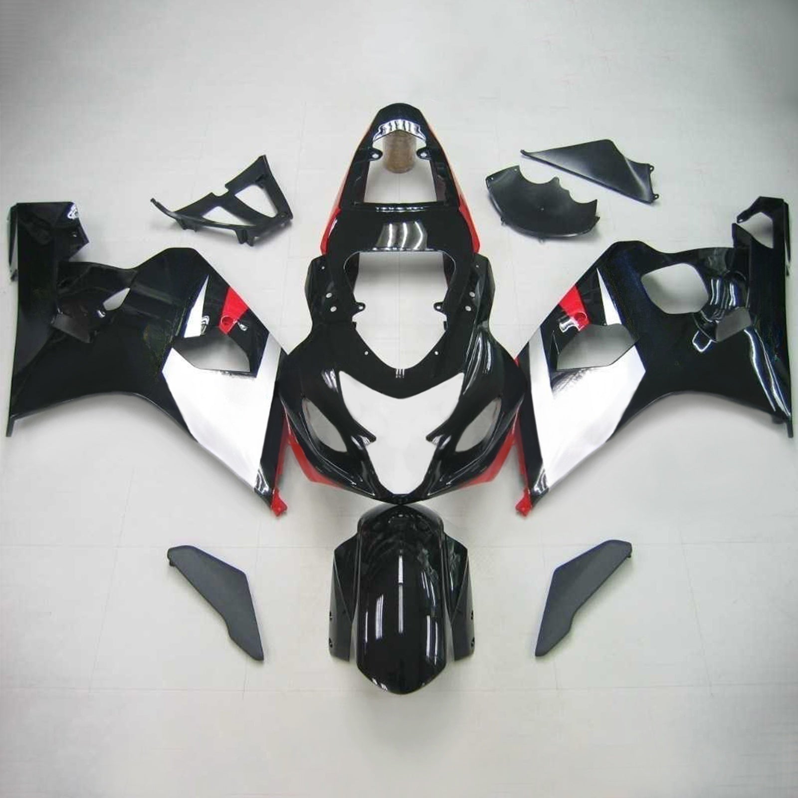 Amotopart Suzuki 2004–2005 GSXR 600/750 Rot-Schwarz-Splitter-Verkleidungsset