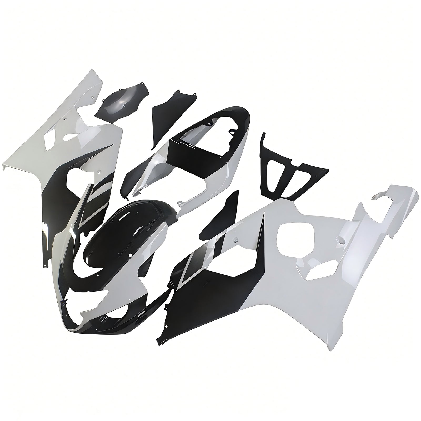 Amotopart Suzuki 2004-2005 GSXR 600/750 Black with White Fairing Kit
