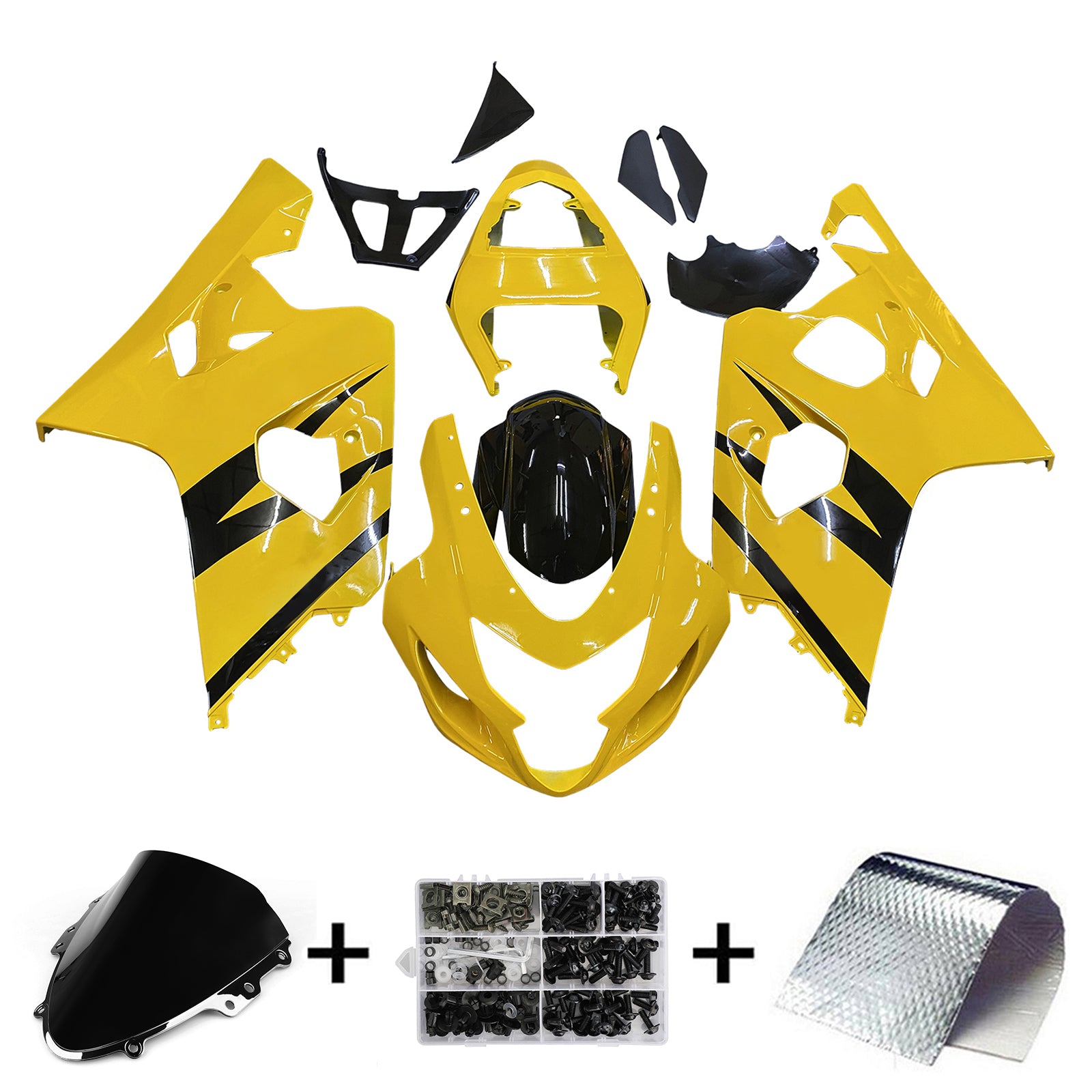 Amotopart Suzuki 2004-2005 GSXR 600/750 Black Yellow Fairing Kit