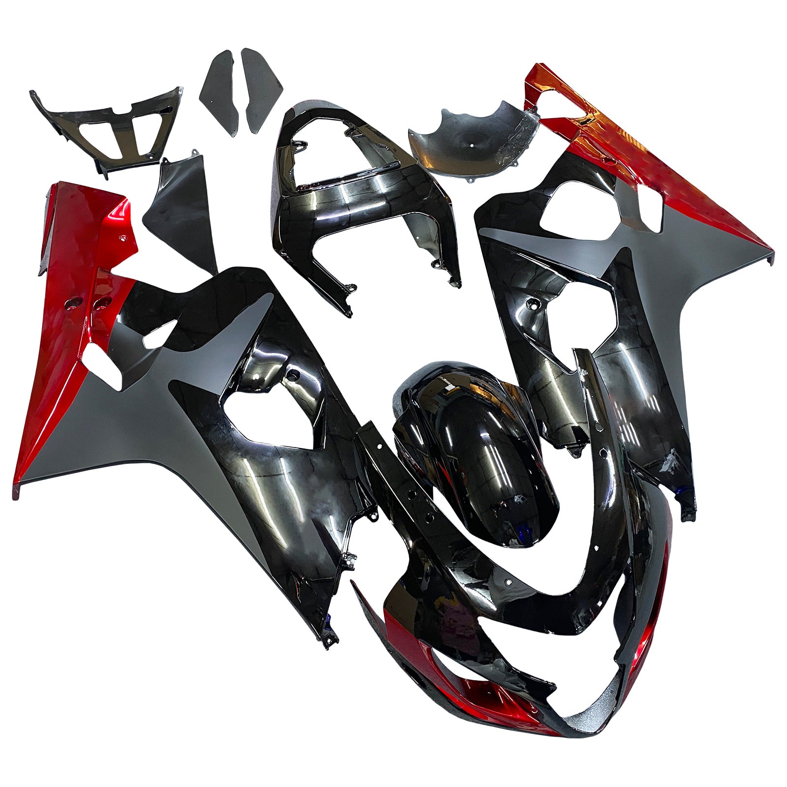 Amotopart Suzuki 2004-2005 GSXR 600/750 Black with Red Fairing Kit