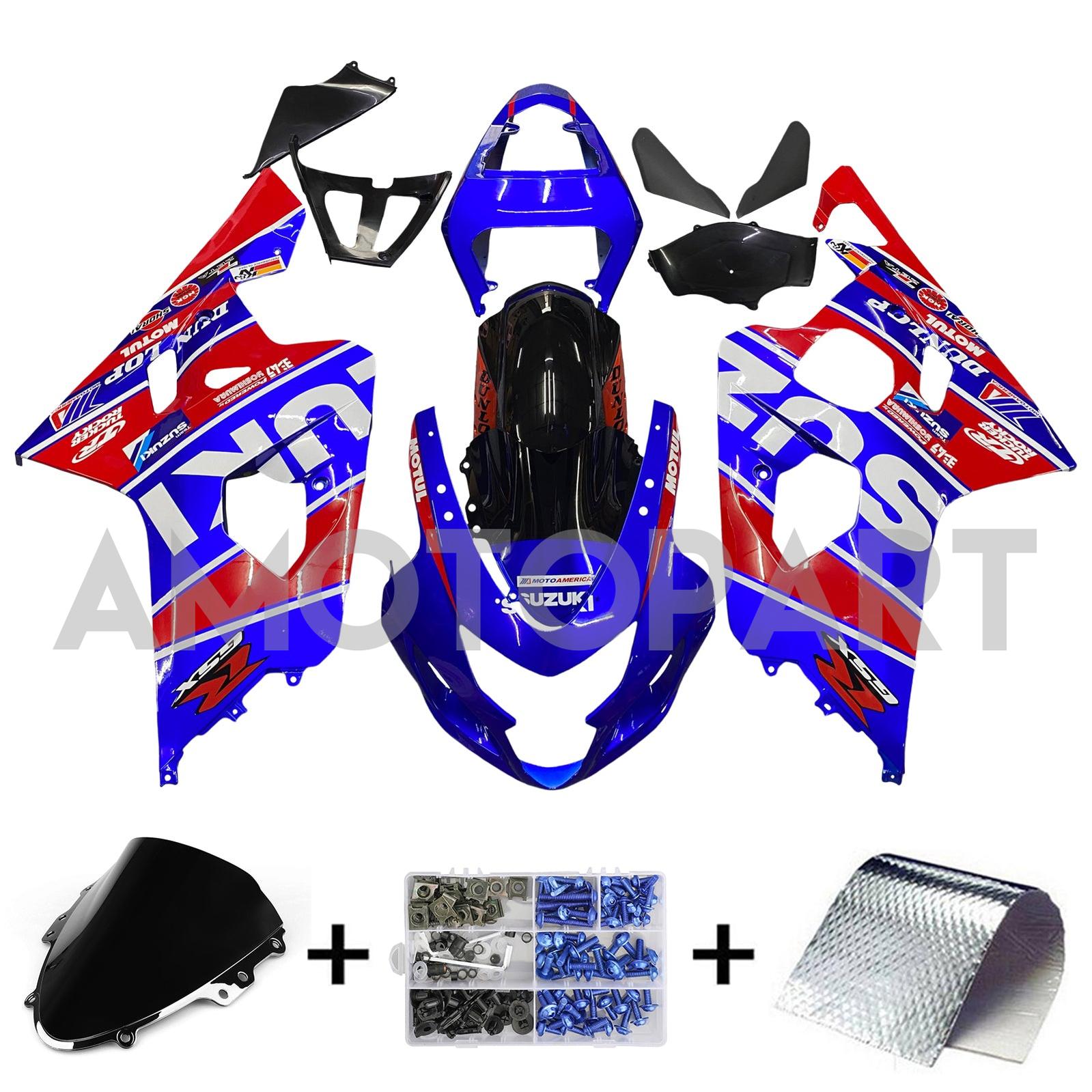 Amotopart Suzuki 2004-2005 GSXR 600/750 Blue Mix Red Fairing Kit