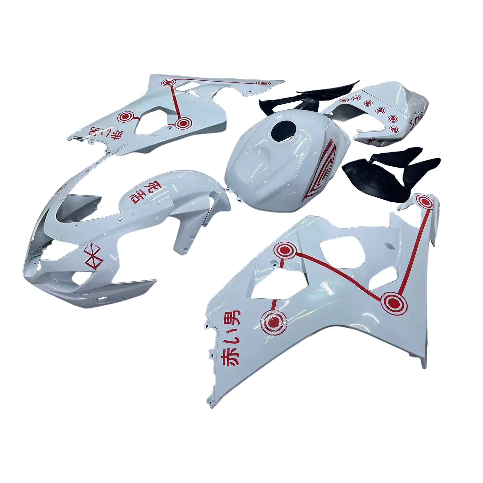 Amotopart 2004-2005 GSXR 600/750 Suzuki White Red Fairing Kit