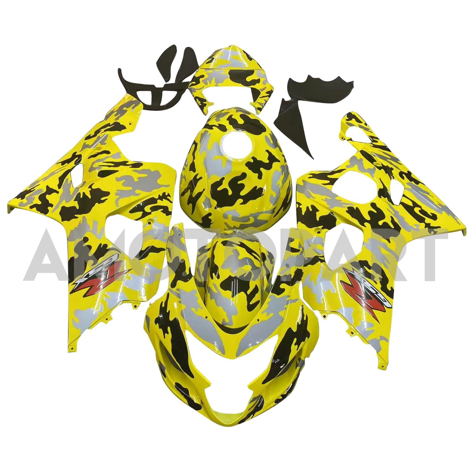 Amotopart 2004–2005 K4 GSXR 600/750 Suzuki Camo Gelb&Graues Verkleidungsset