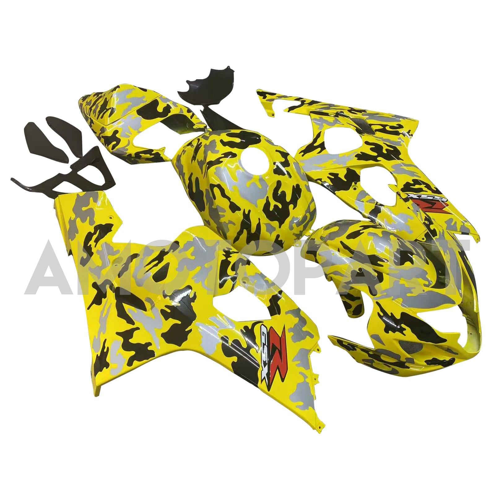 Amotopart 2004–2005 K4 GSXR 600/750 Suzuki Camo Gelb&Graues Verkleidungsset