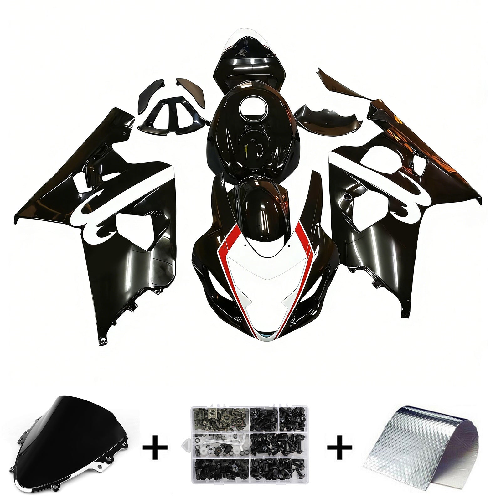 Amotopart 2004-2005 K4 GSXR 600/750 Suzuki White&Black Style4 Fairing Kit