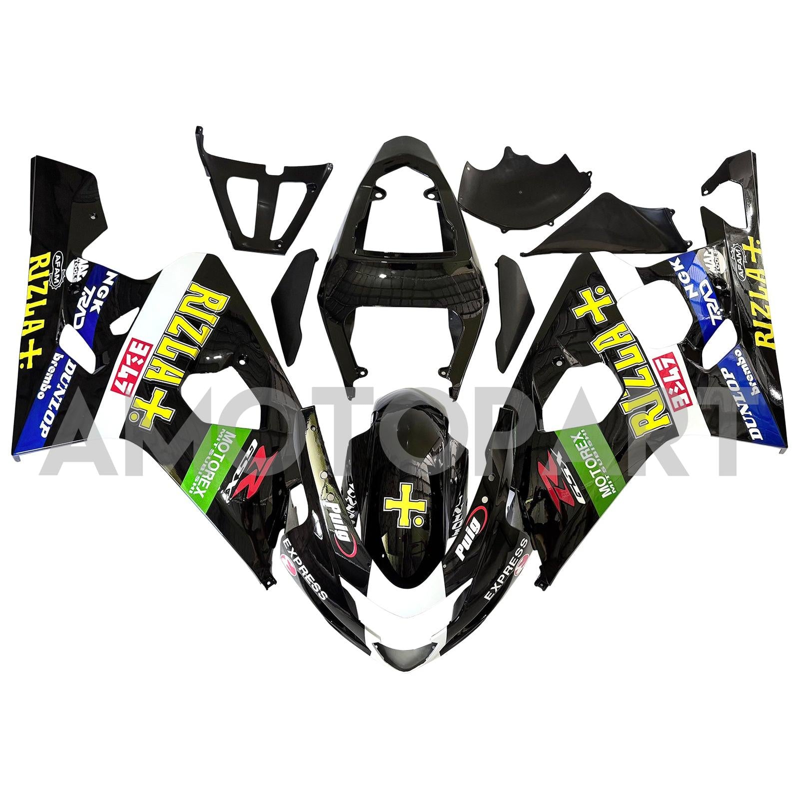 Amotopart 2004-2005 K4 GSXR 600/750 Suzuki Black with Logos Fairing Kit