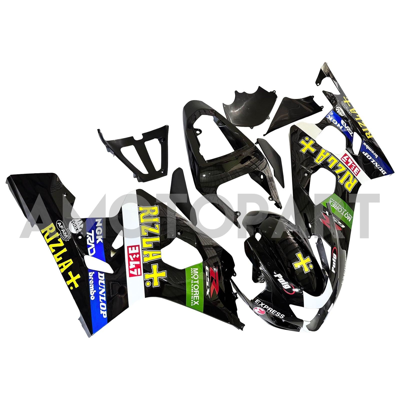 Amotopart 2004-2005 K4 GSXR 600/750 Suzuki Black with Logos Fairing Kit