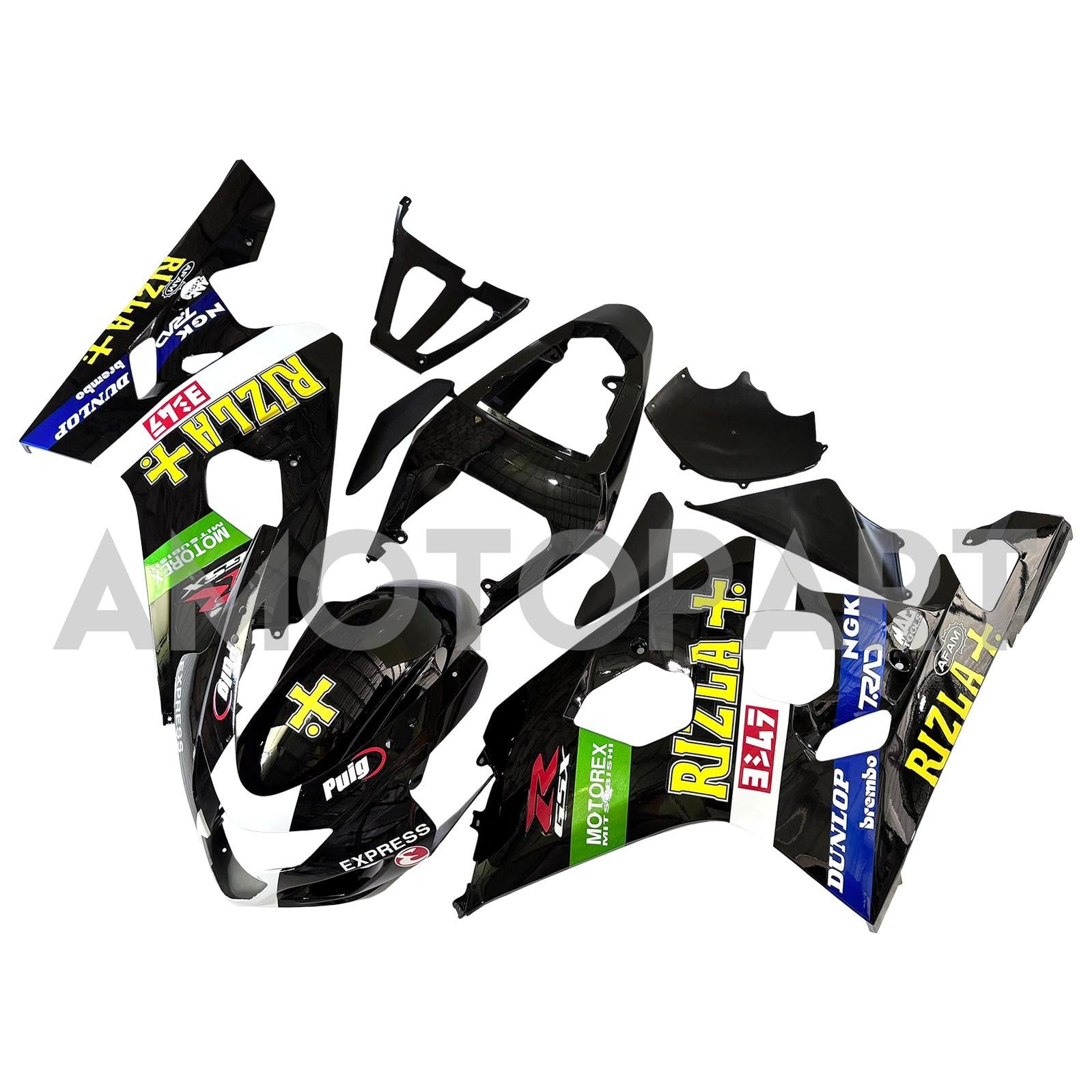 Amotopart 2004-2005 K4 GSXR 600/750 Suzuki Black with Logos Fairing Kit