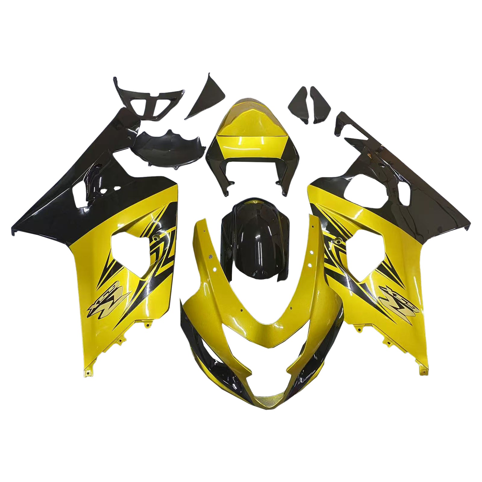 Amotopart 2004–2005 K4 GSXR 600/750 Suzuki Gold&Schwarzes Verkleidungsset
