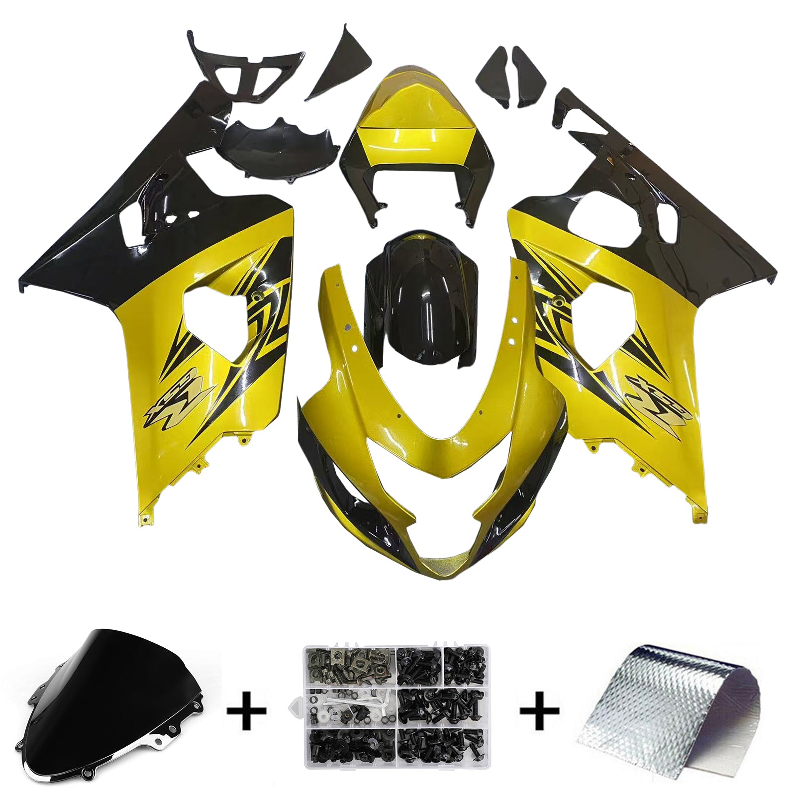 Amotopart 2004–2005 K4 GSXR 600/750 Suzuki Gold&Schwarzes Verkleidungsset