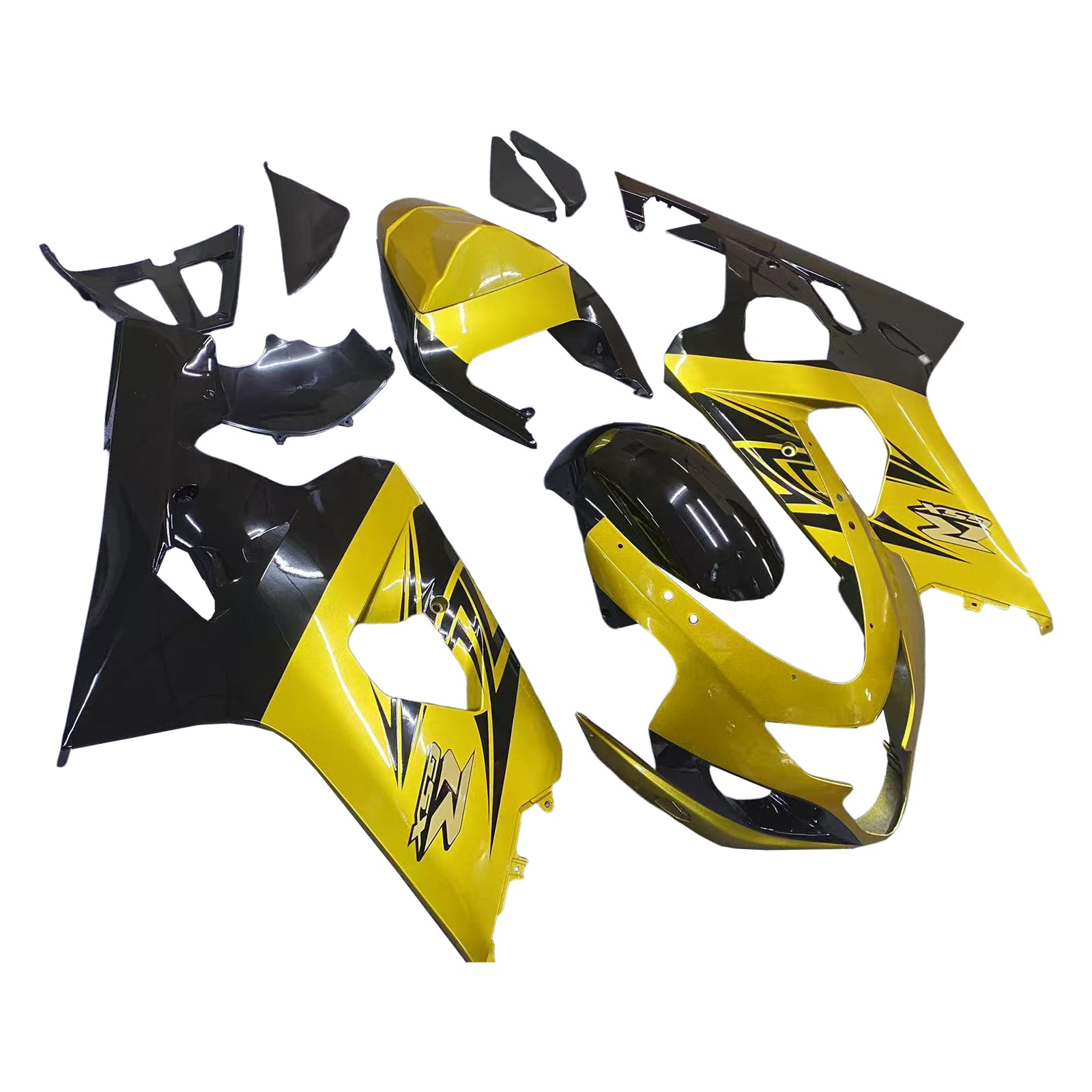 Amotopart 2004–2005 K4 GSXR 600/750 Suzuki Gold&Schwarzes Verkleidungsset